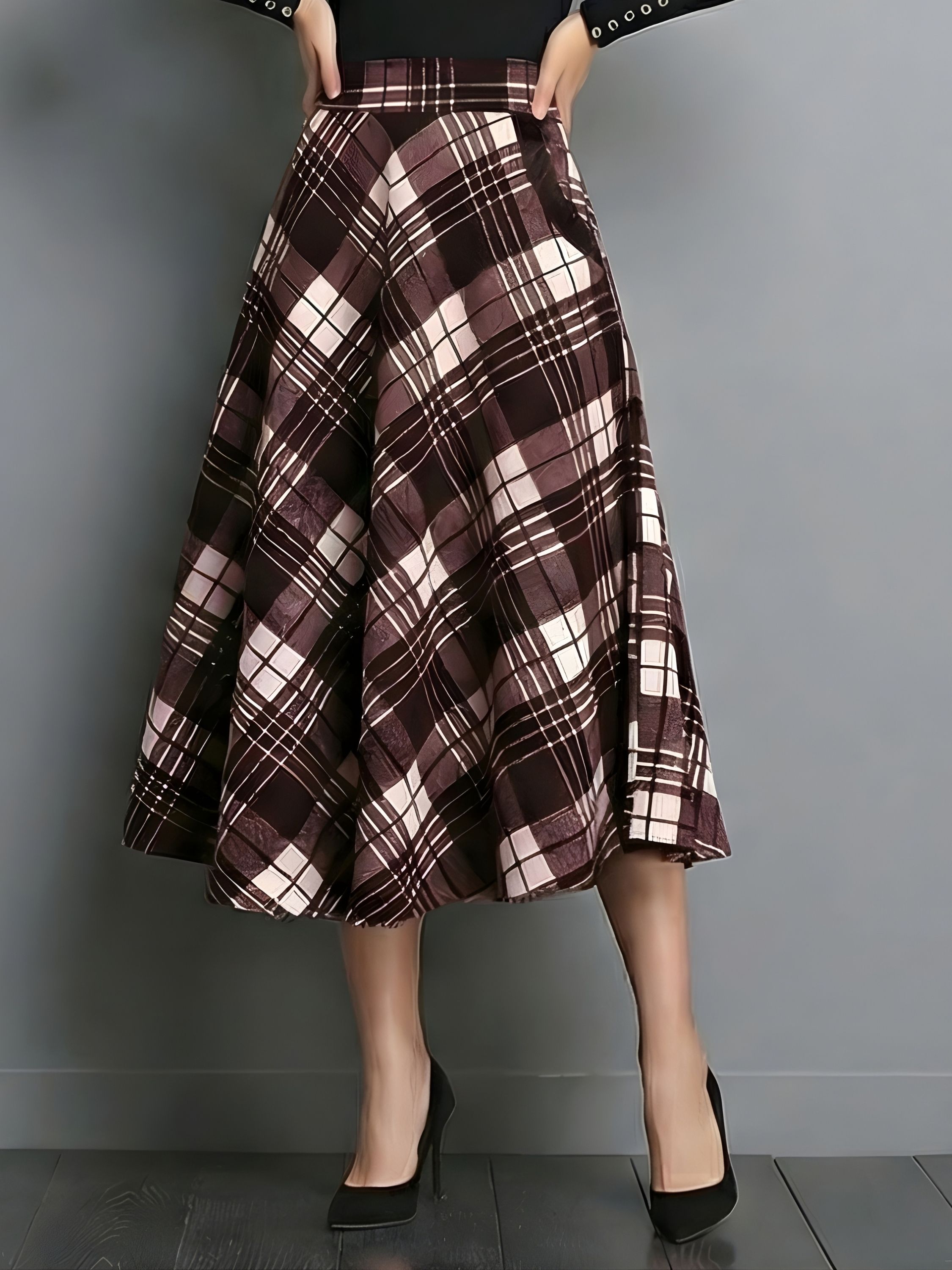 zelzis Women Checkered Skorts Maroon, White Skirt-picture-45