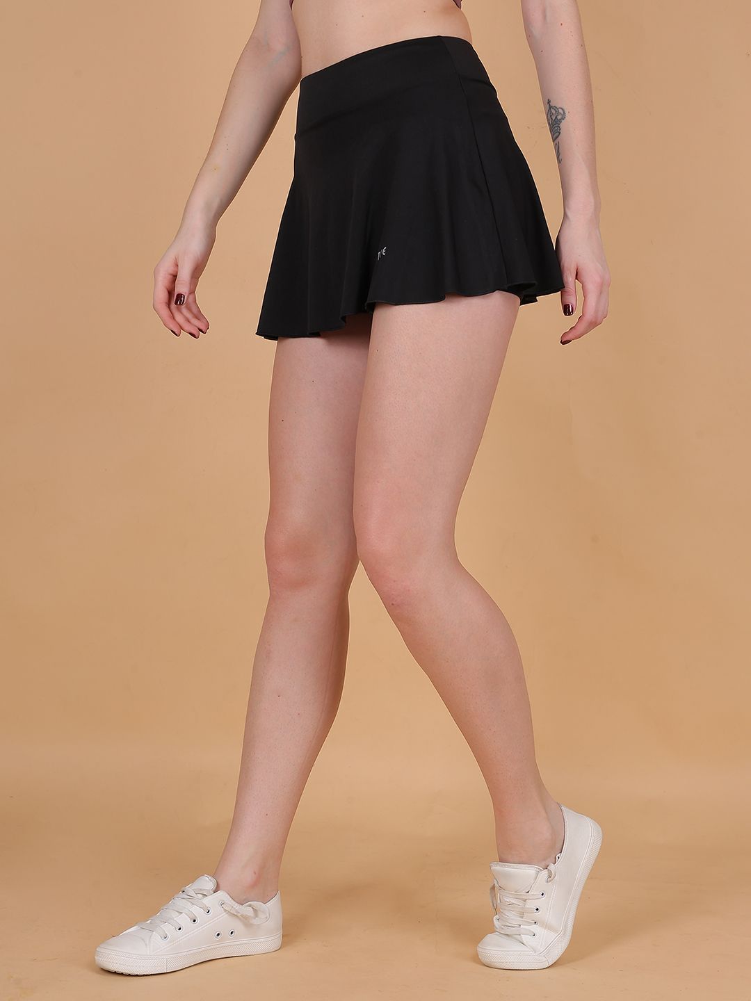 fytte Women Solid Flared Black Skirt-picture-12