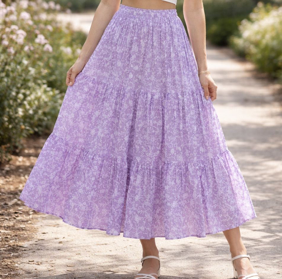 reenal dresses Women Printed A-line Purple Skirt-picture-27