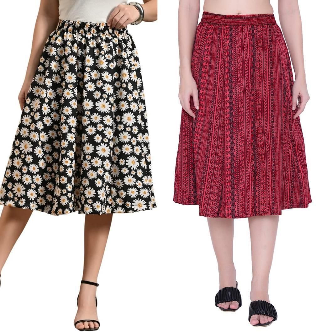 Women Printed Regular Multicolor Skirt-image-29