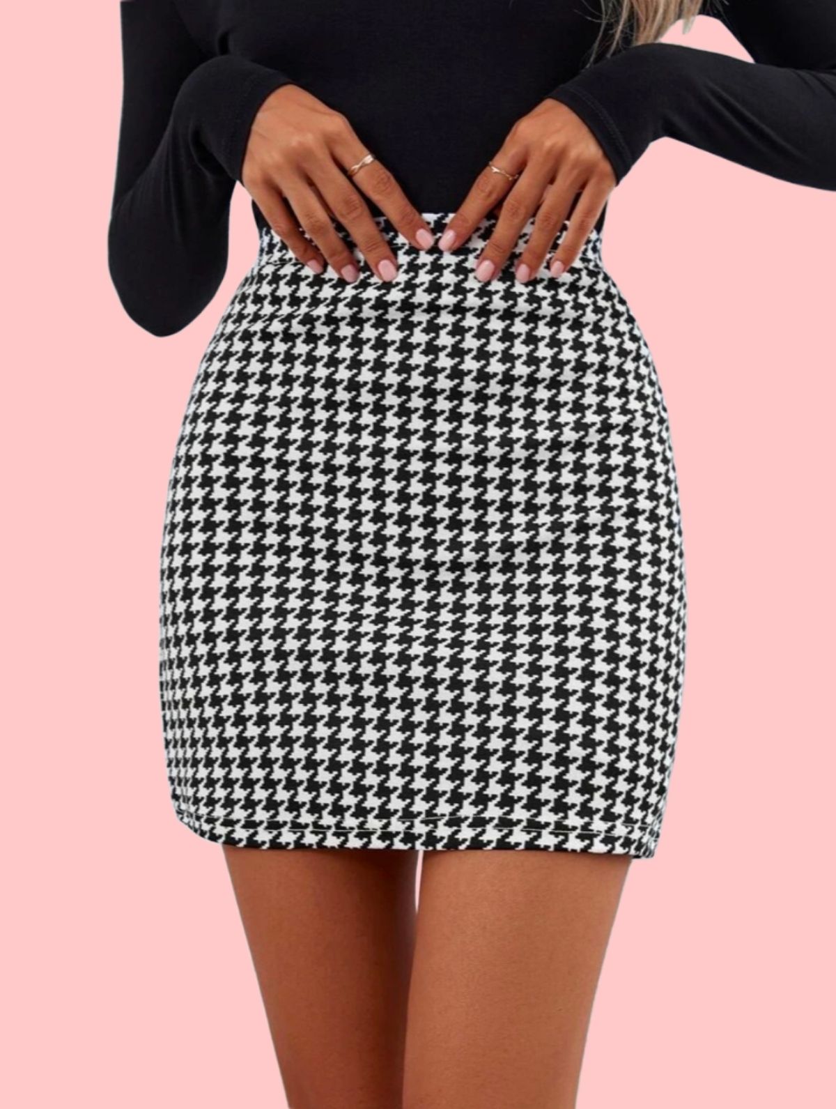 dream beauty fashion Women Printed Pencil Black, White Skirt-picture-25