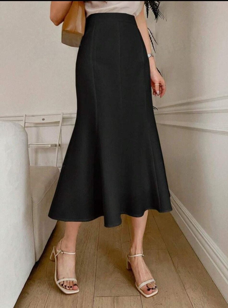 jo jo creation Women Solid Pencil Black Skirt-picture-45