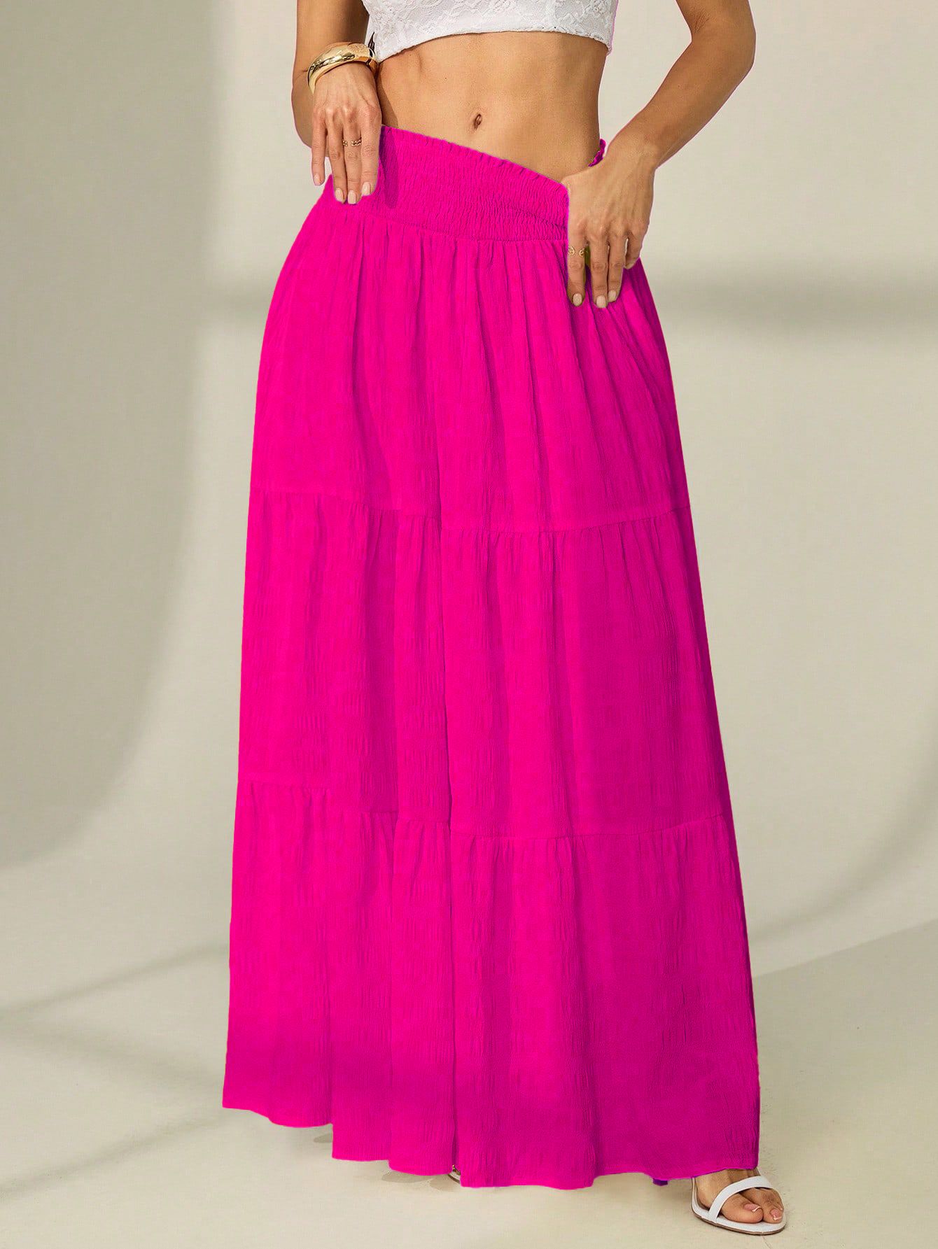 metronaut Women Solid Flared Pink Skirt-picture-39