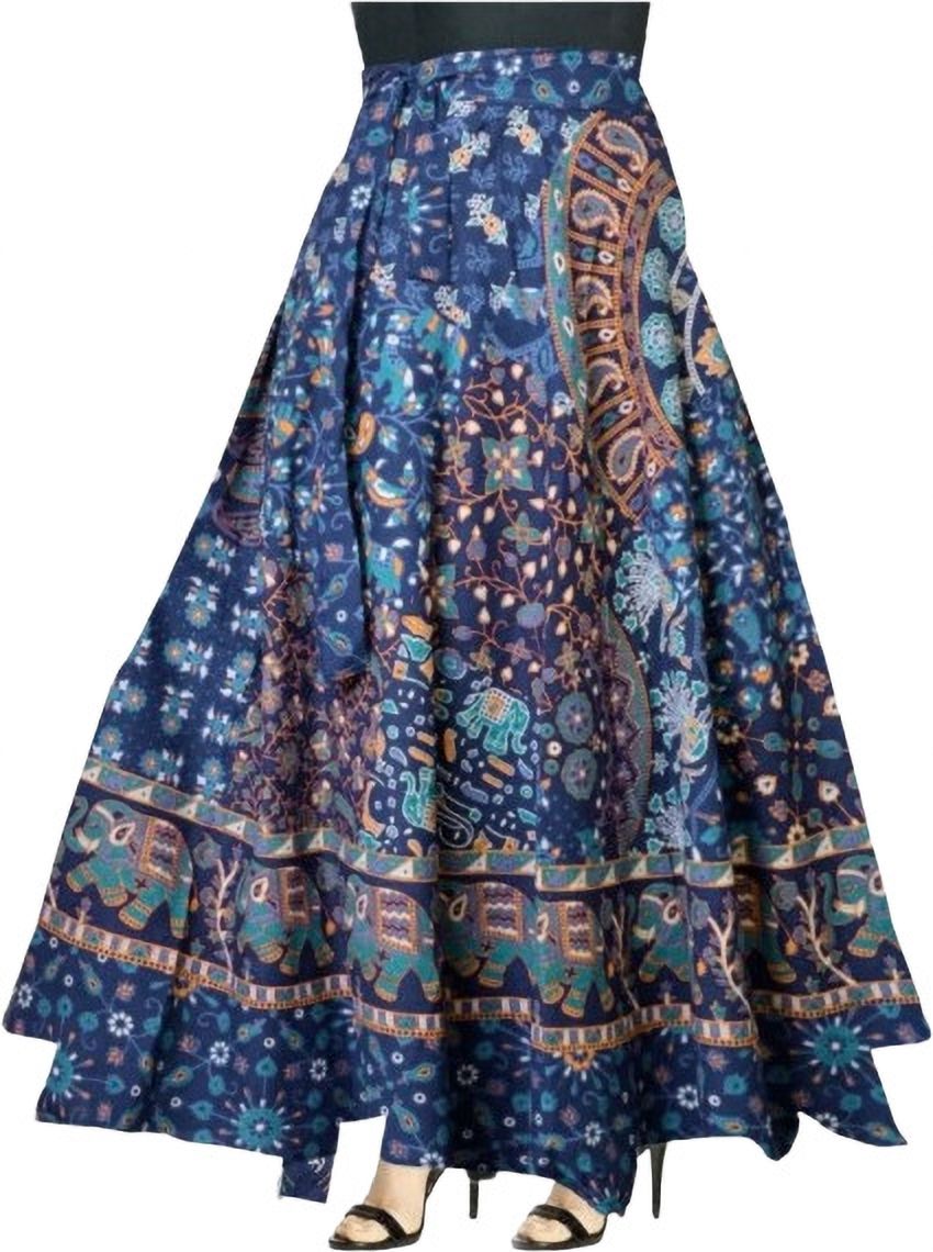 sahaj Women Printed Wrap Around Blue Skirt-picture-13