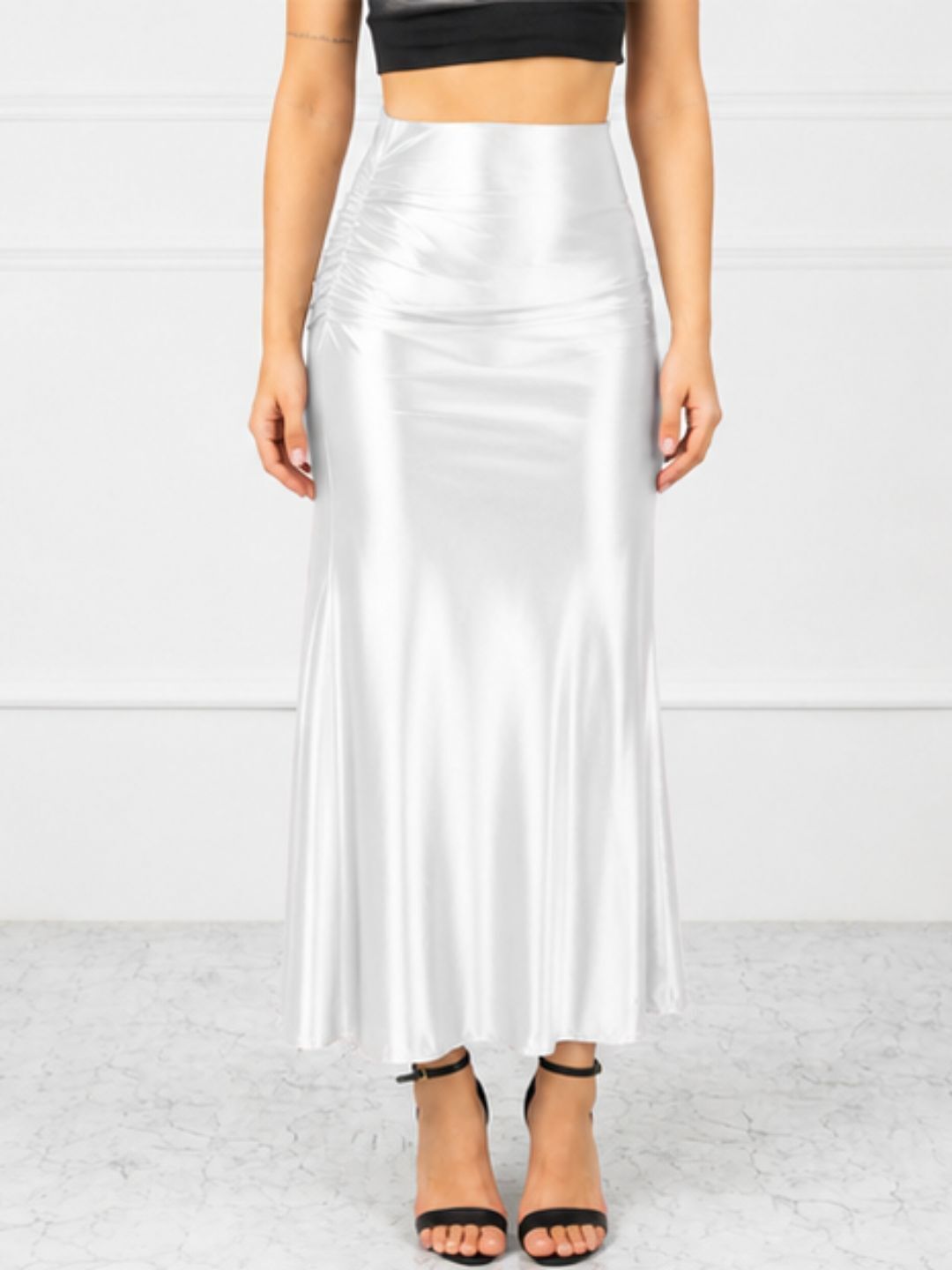 Women Solid Regular White Skirt-image-17