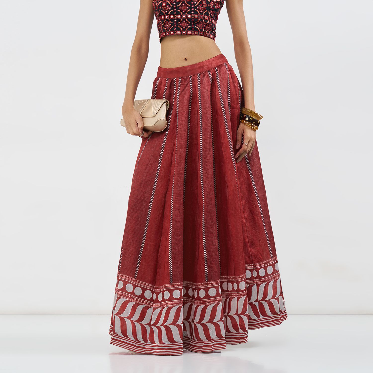 akkriti by pantaloons Women Geometric Print Regular Red Skirt-picture-12