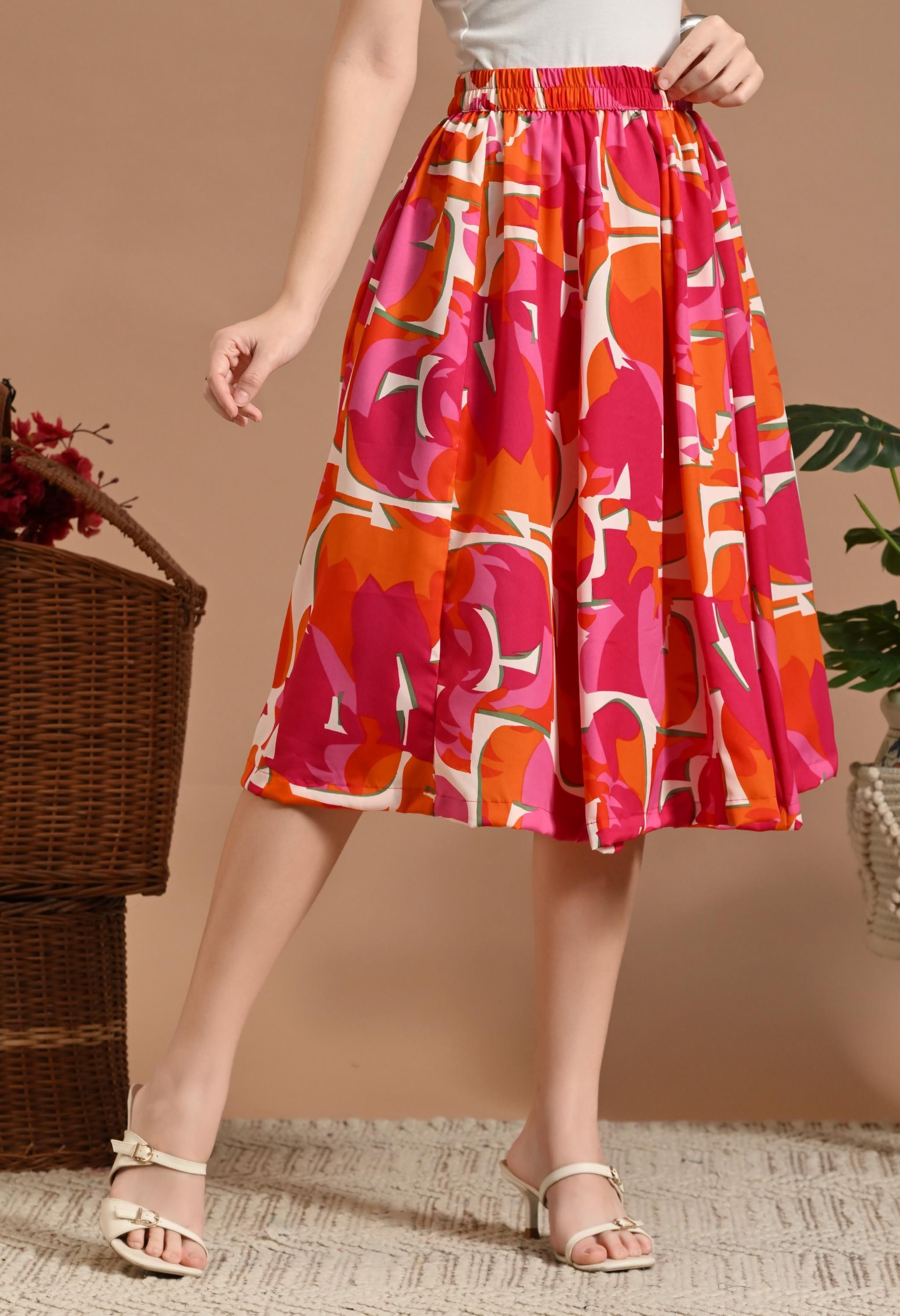 Women Printed Regular Red Skirt-image-20