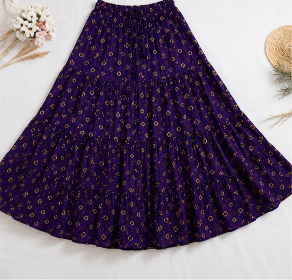 jyoti sarees Women Floral Print Regular Multicolor Skirt-picture-38