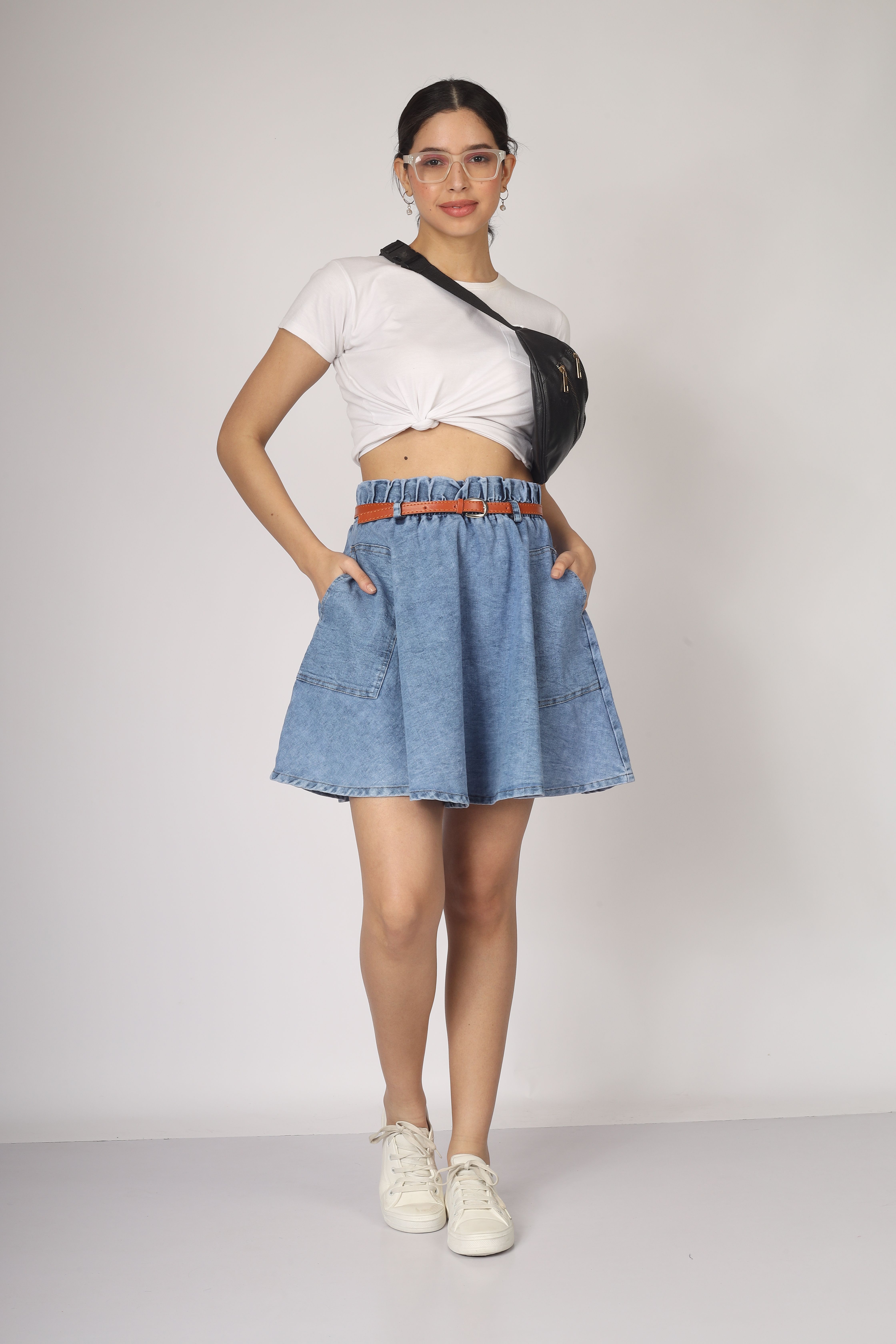aksha creation Women Self Design A-line Light Blue Skirt-picture-26