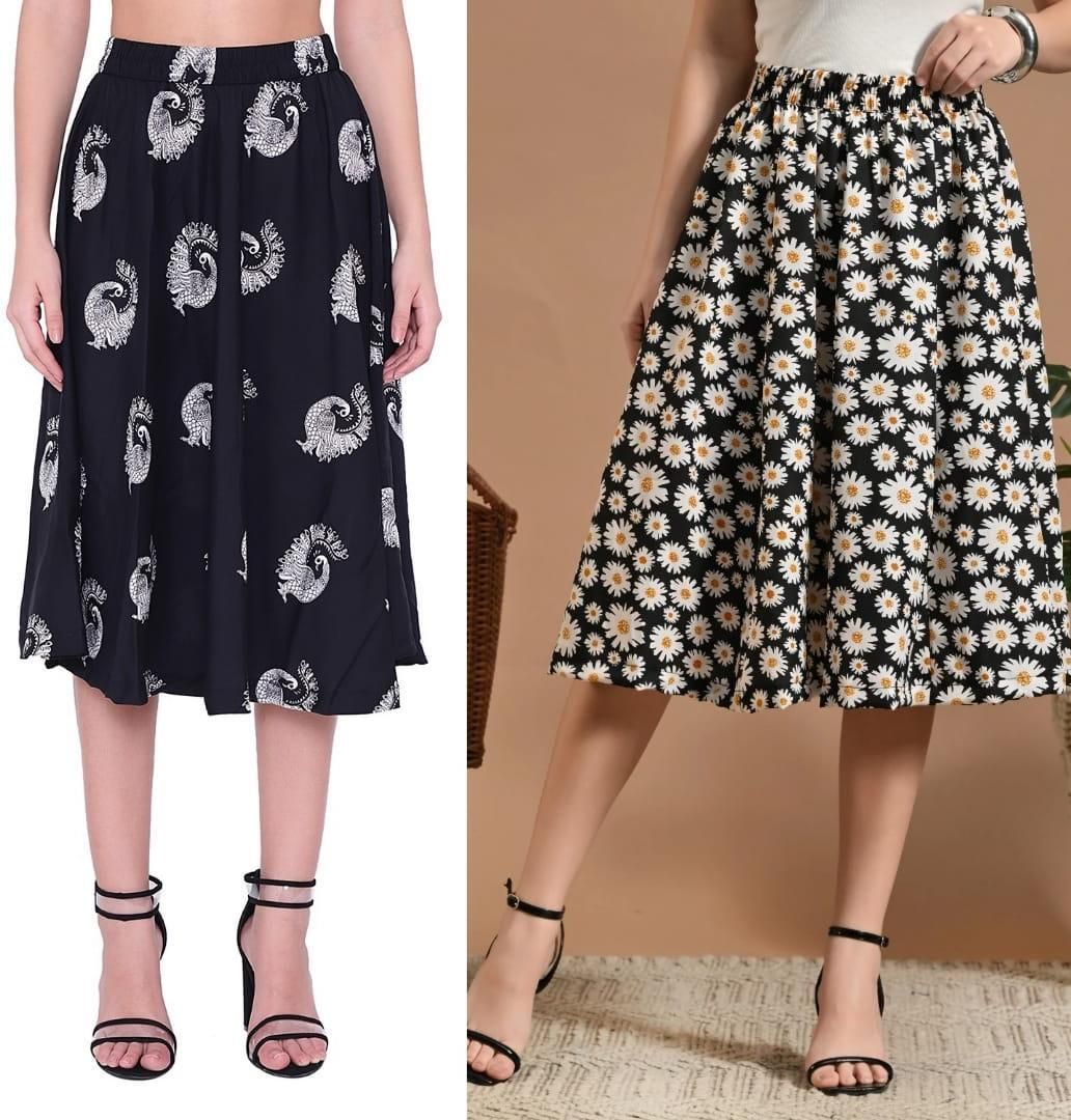 Women Printed Regular Multicolor Skirt-image-41