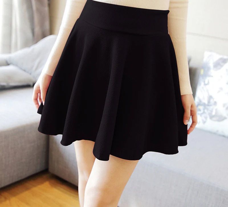 Women Solid Regular Black Skirt-image-7