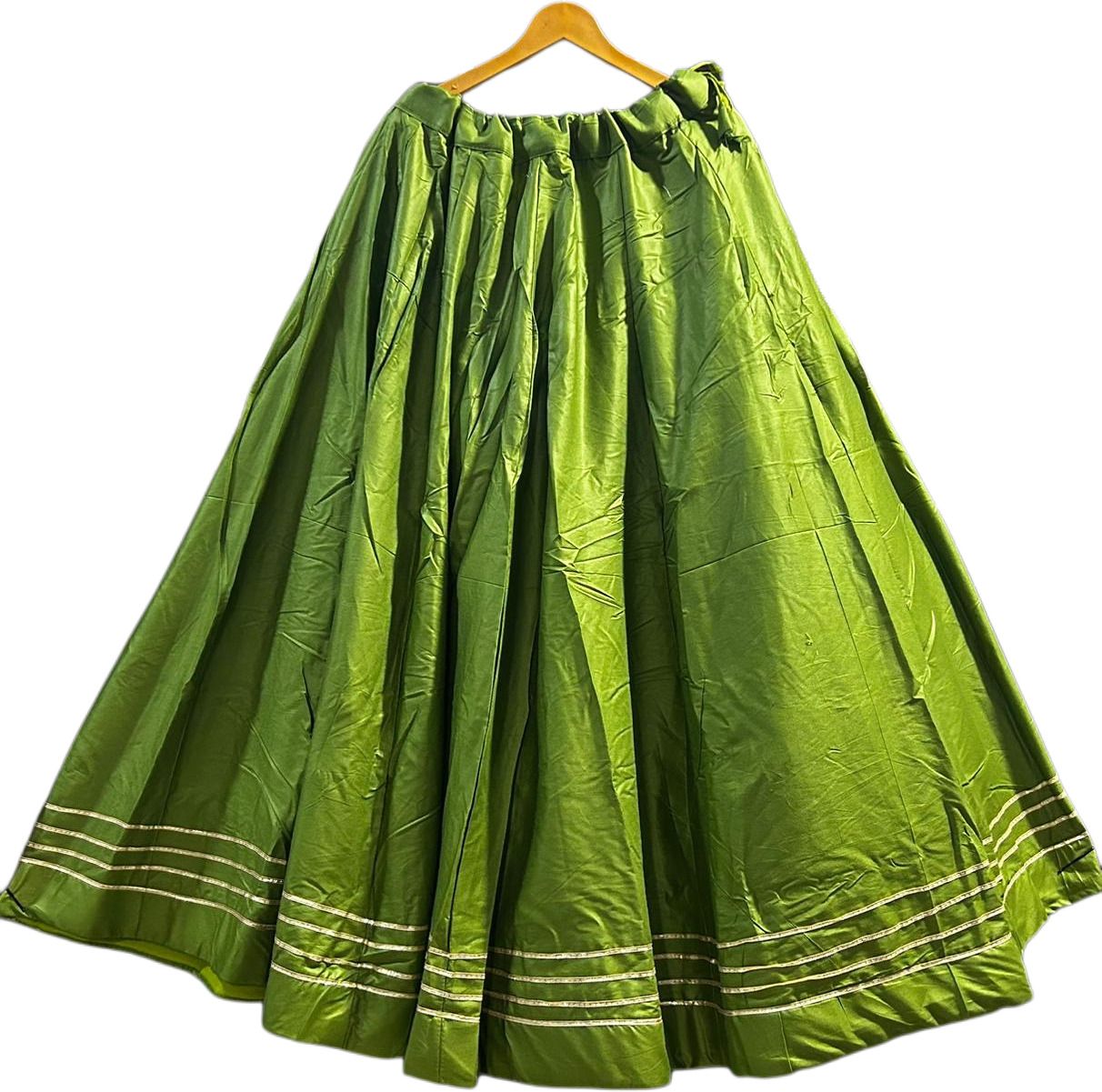 Women Self Design Flared Light Green Skirt-image-22