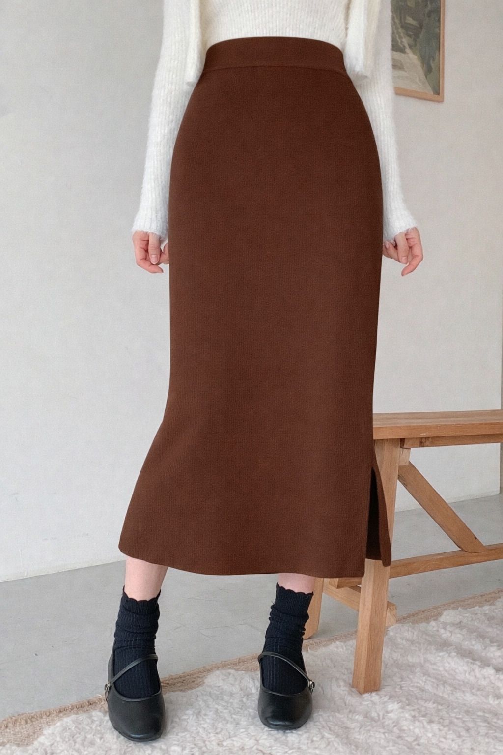 Women Solid A-line Brown Skirt-image-36