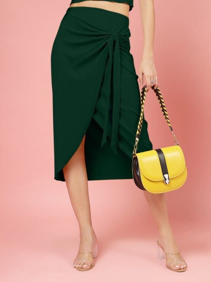 oomph! Women Solid Wrap Around Green Skirt-picture-21