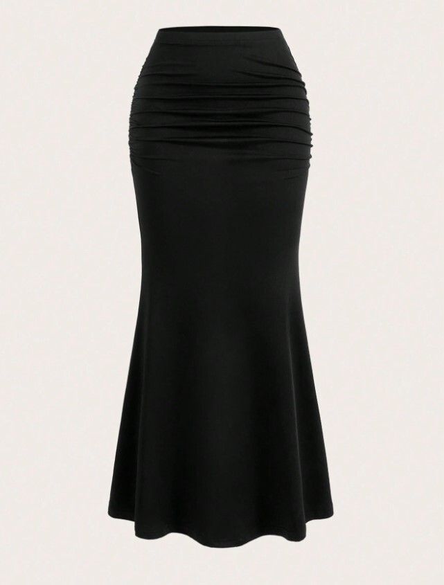 jo jo creation Women Solid Pencil Black Skirt-picture-49