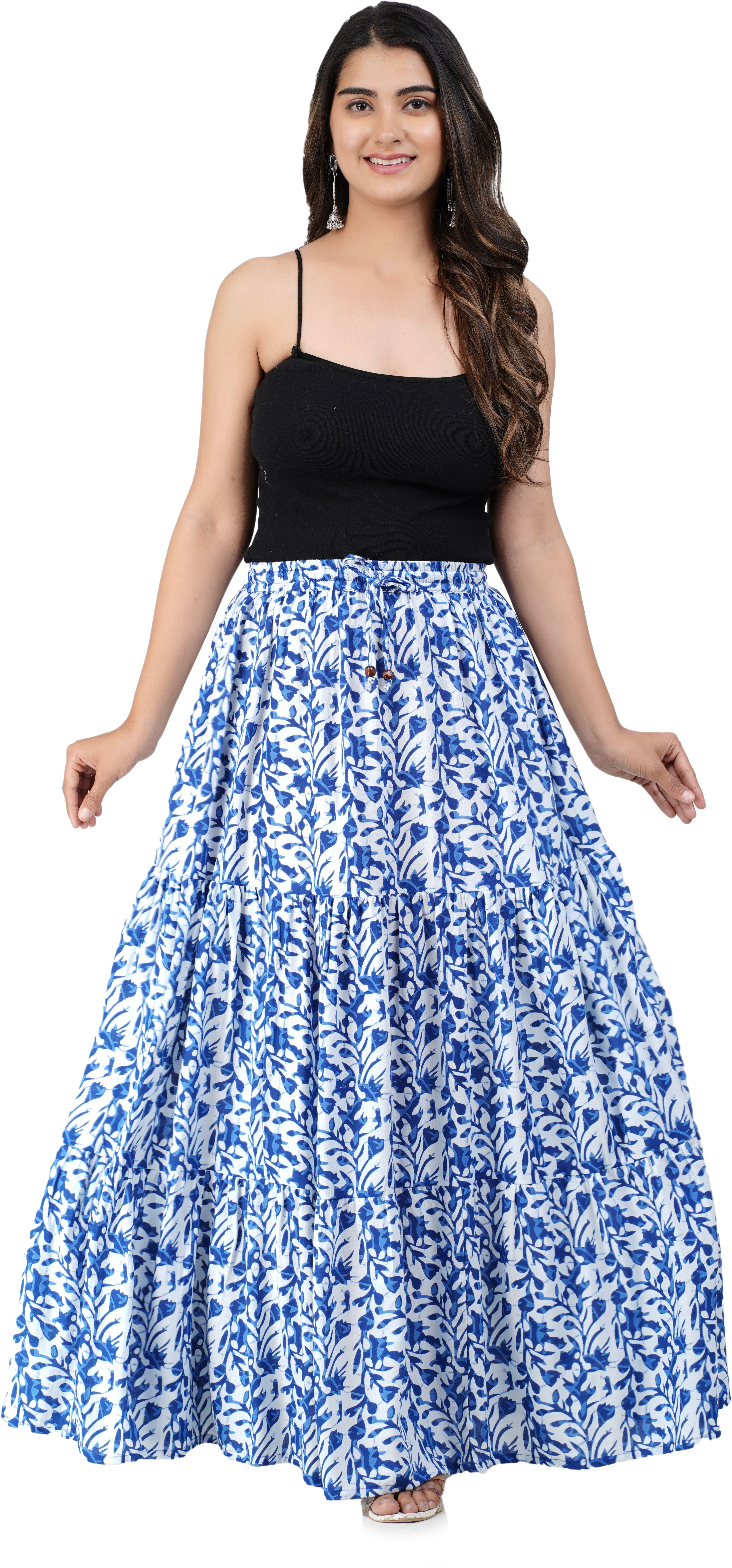 kastoori collection Women Floral Print A-line Blue Skirt-picture-26
