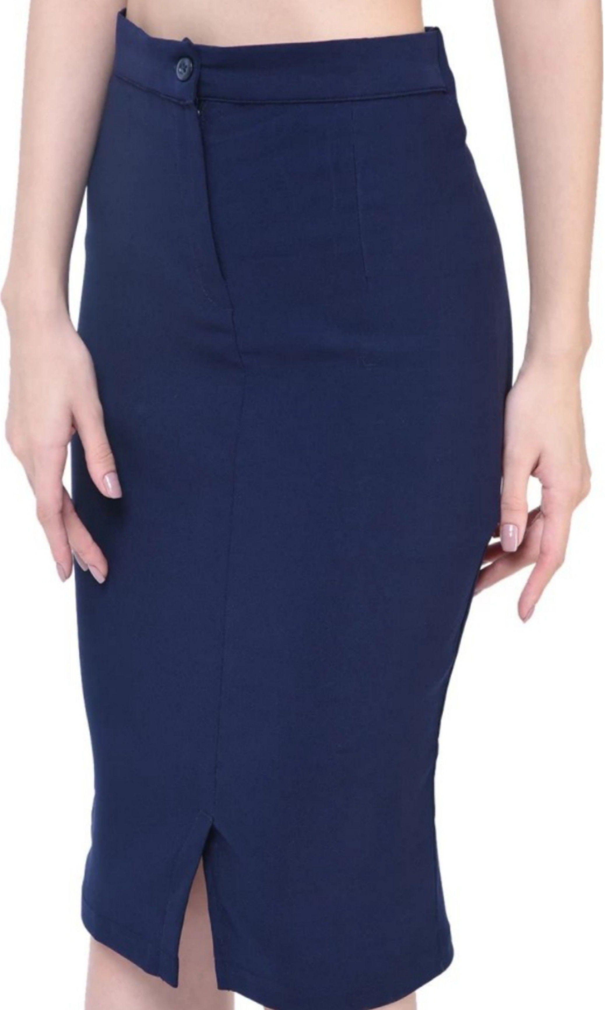 mdhav fashion Women Solid Pencil Dark Blue Skirt-picture-51