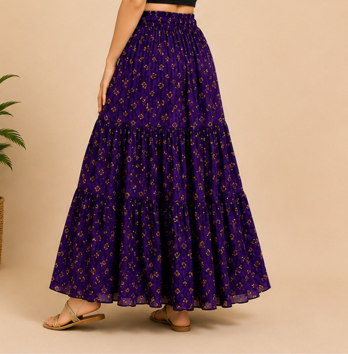 jyoti sarees Women Floral Print Regular Multicolor Skirt-picture-40