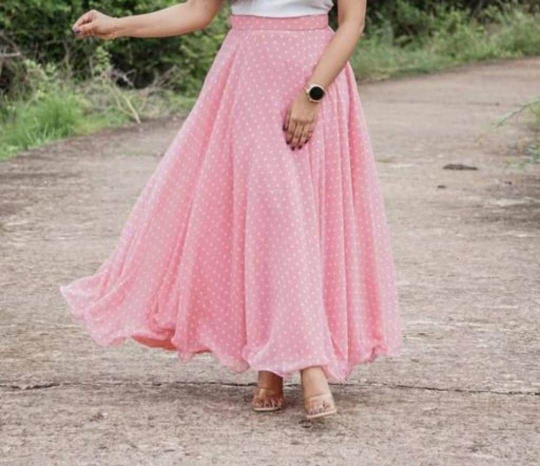 freydis Women Polka Print A-line Pink, White Skirt-picture-19