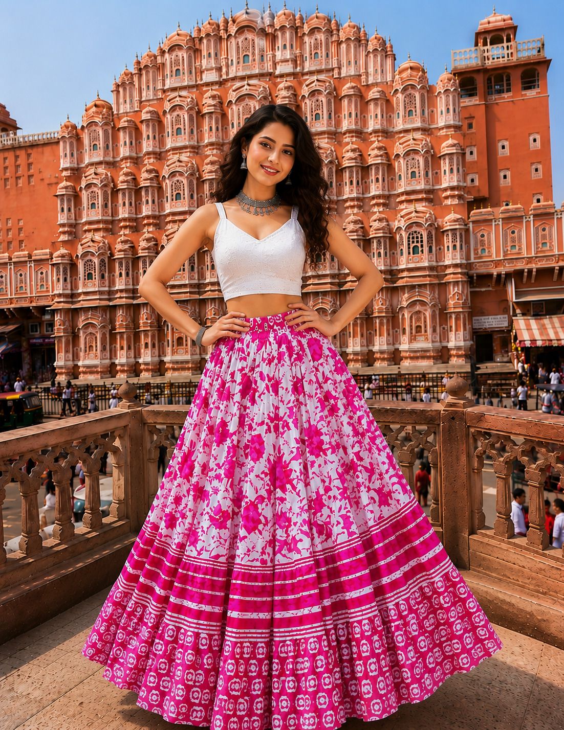 rangsthali Women Printed Flared Pink Skirt-picture-27