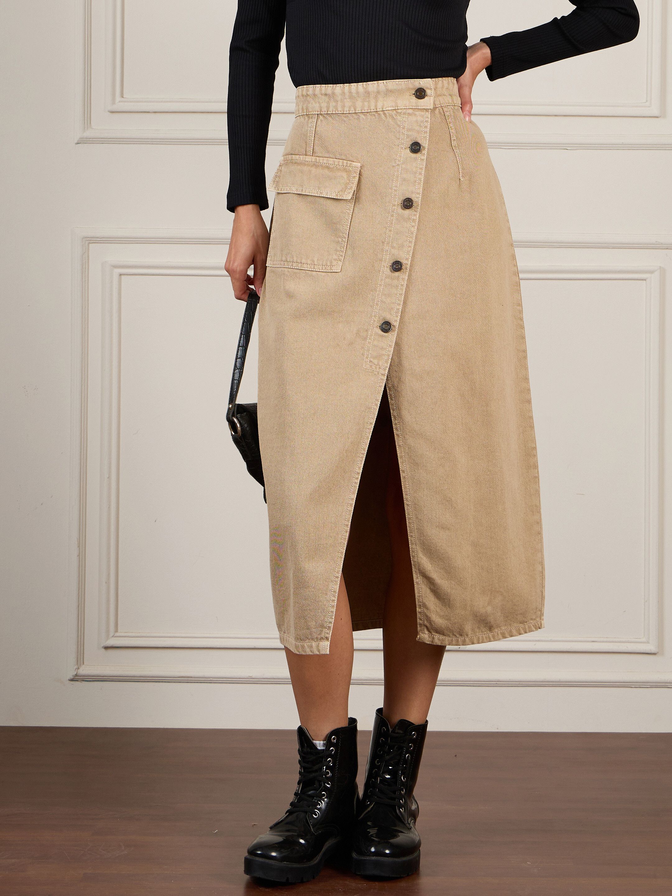 sassafras Women Solid A-line Beige Skirt-picture-13