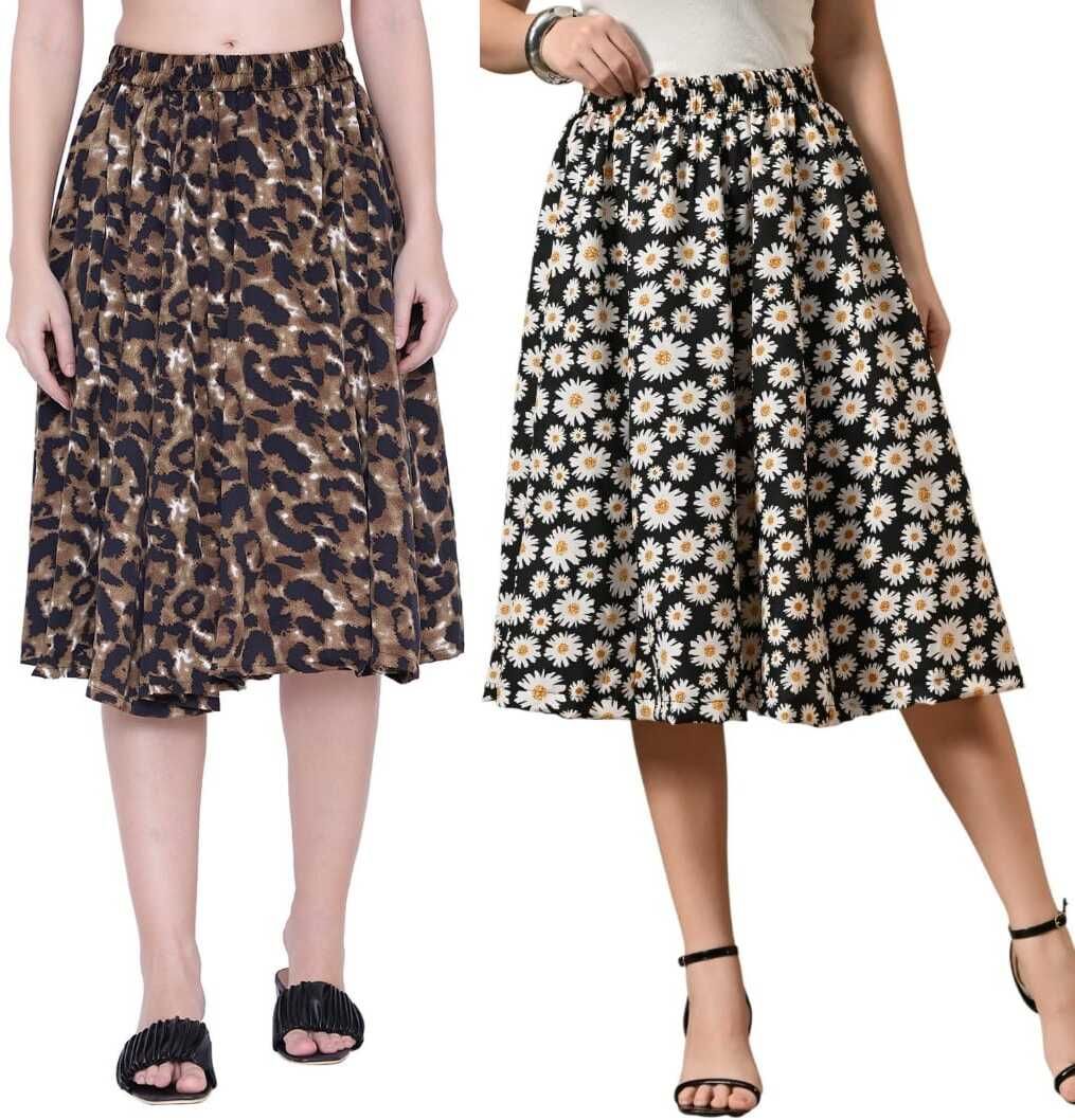 Women Printed Regular Multicolor Skirt-image-19