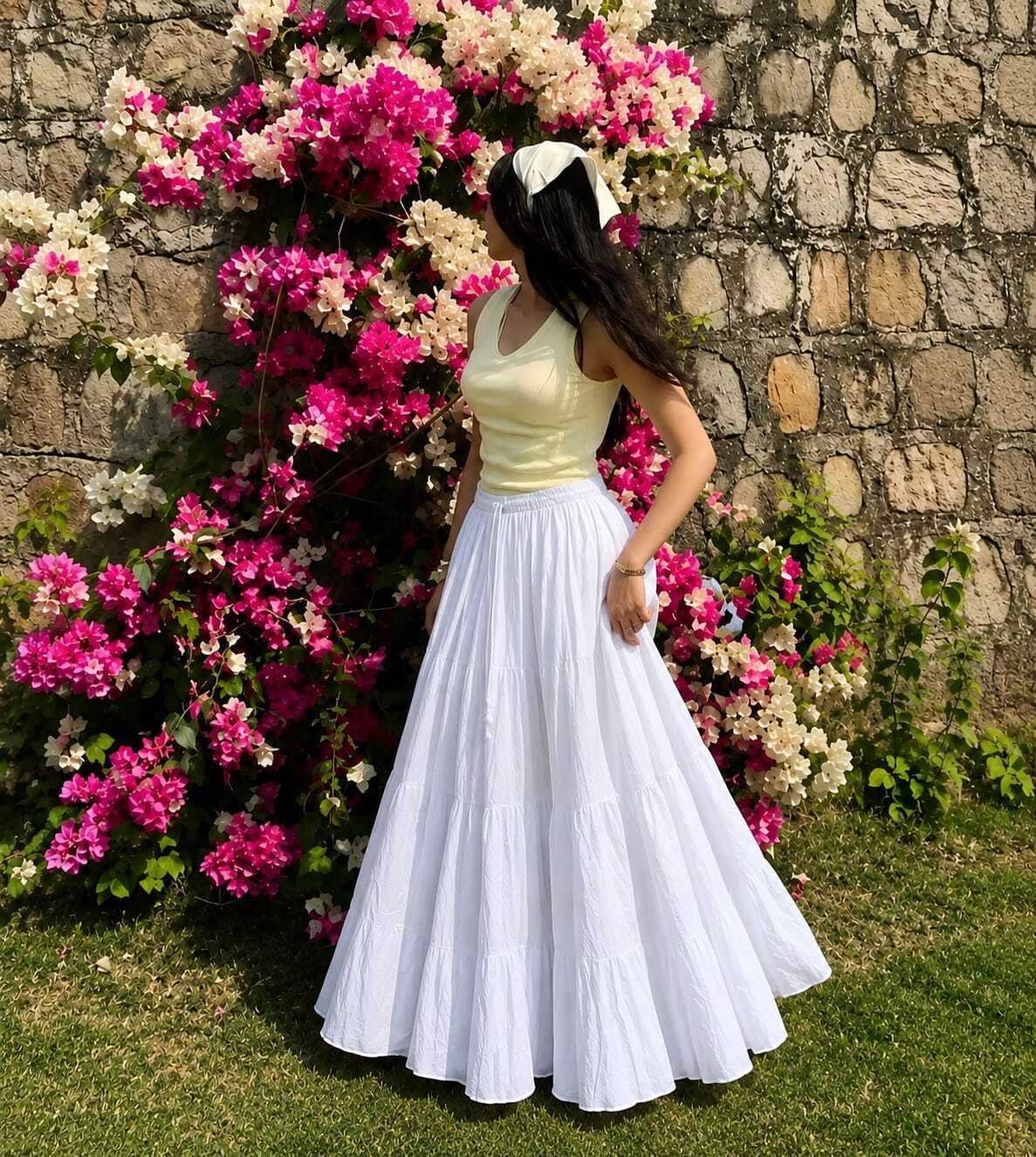 rktextile Women Solid A-line White Skirt-picture-24