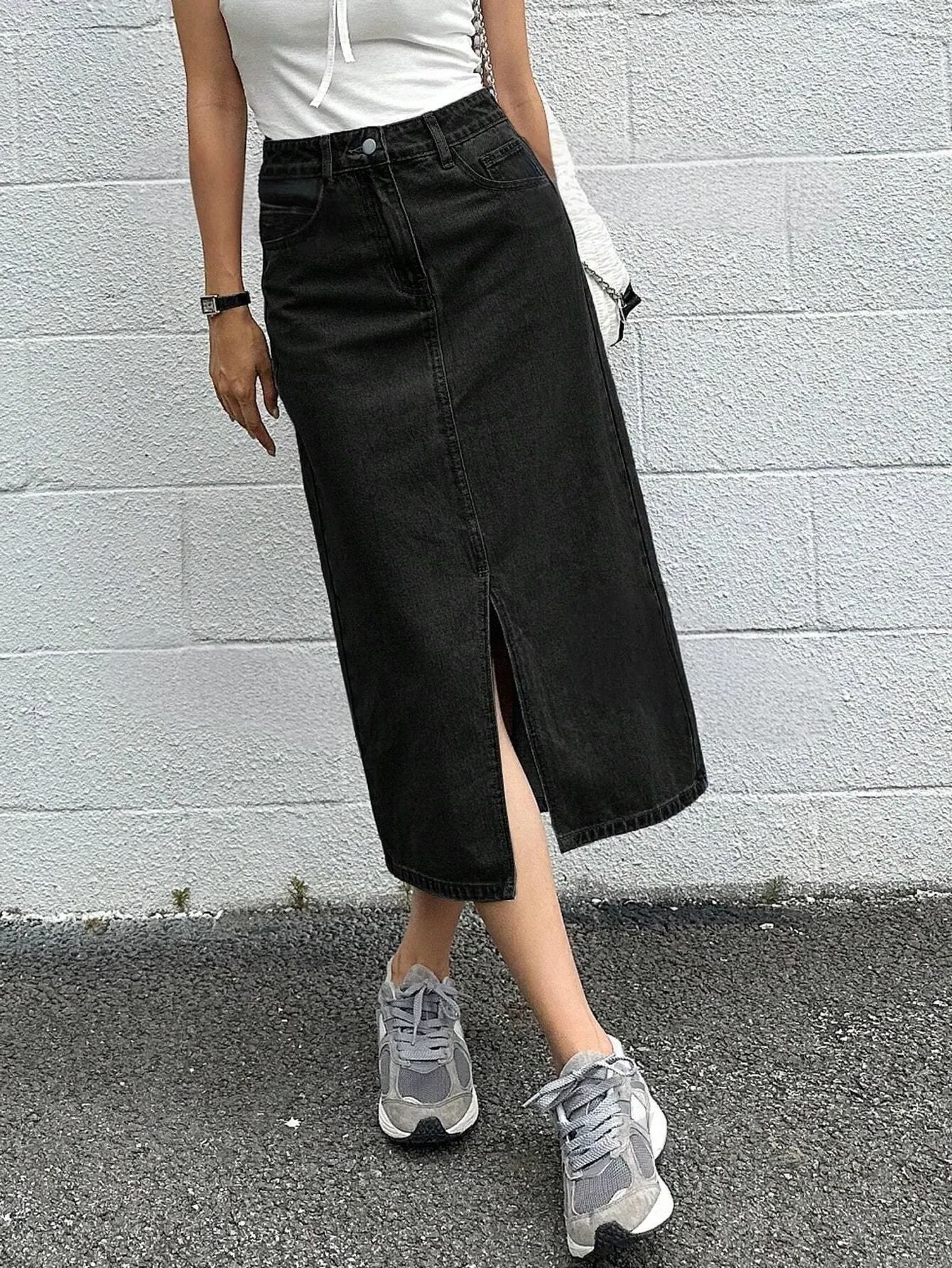 Women Solid Pencil Black Skirt-image-42