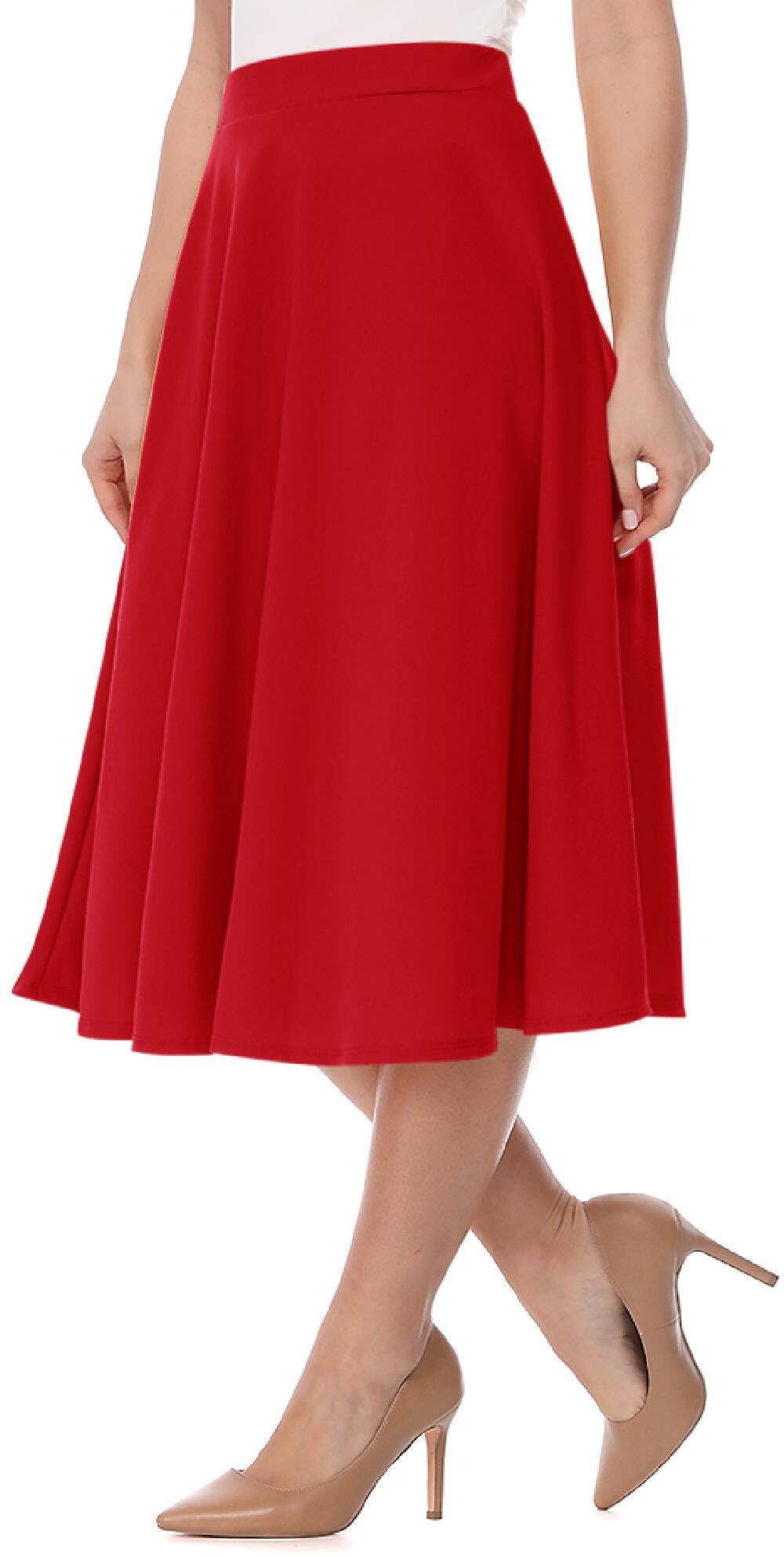 Women Solid A-line Red Skirt-image-45