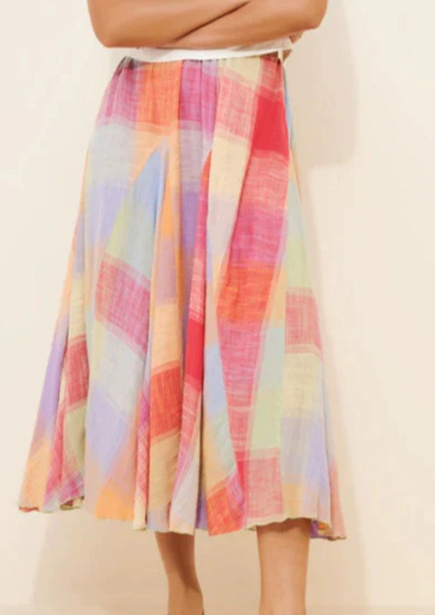 lulu & sky Women Checkered Flared Multicolor Skirt-picture-13