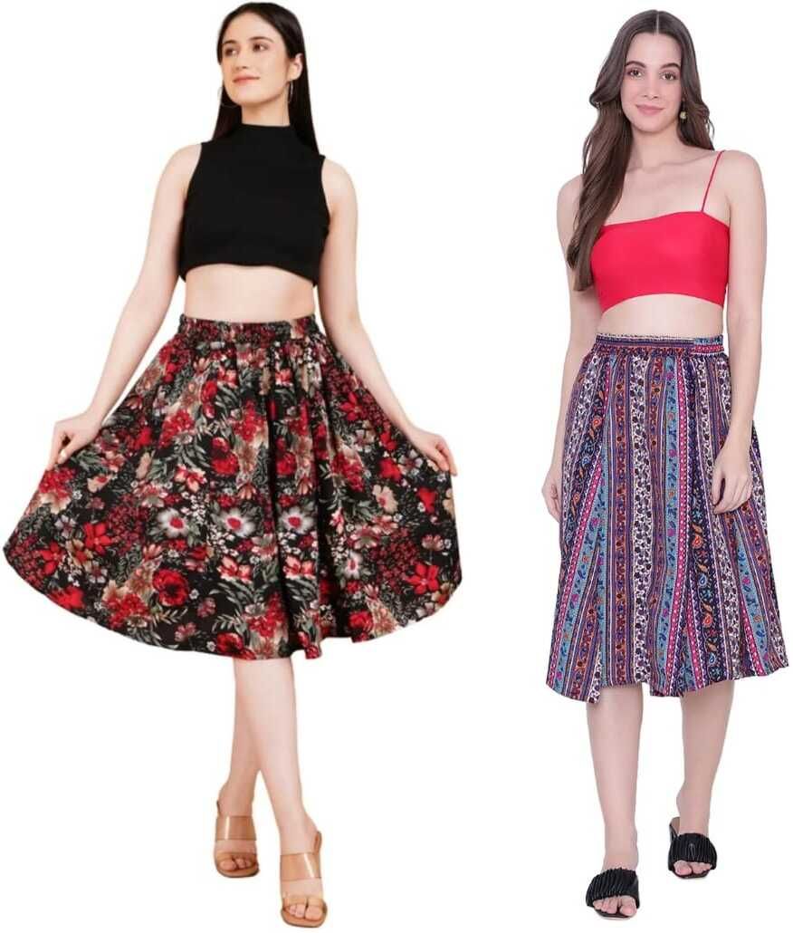 pabhnoors Women Printed A-line Multicolor Skirt-picture-28