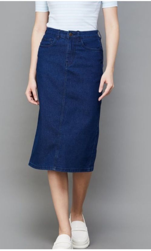 pinkclap fashion Women Solid Straight Blue Skirt-picture-17