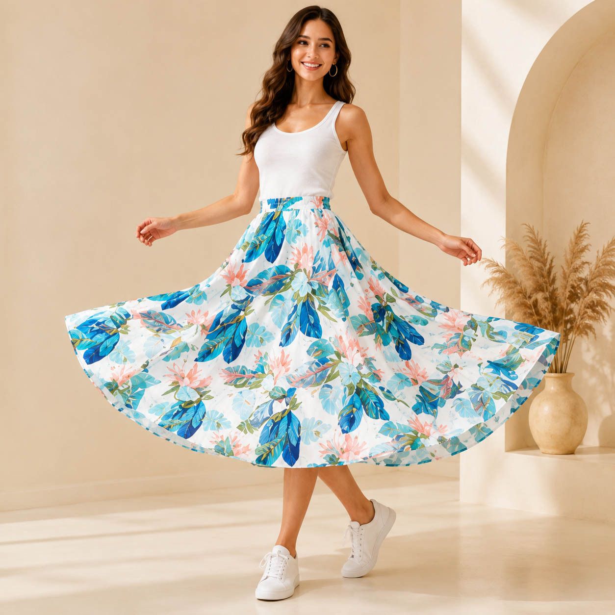 albalet Women Floral Print Flared Multicolor Skirt-picture-26