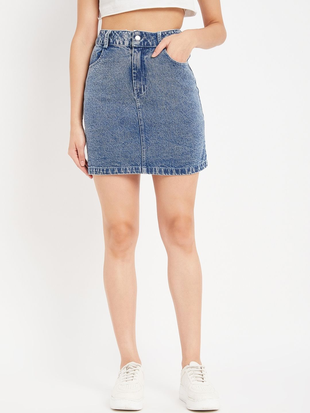 drape and dazzle Women Solid Regular Blue Skirt-picture-12