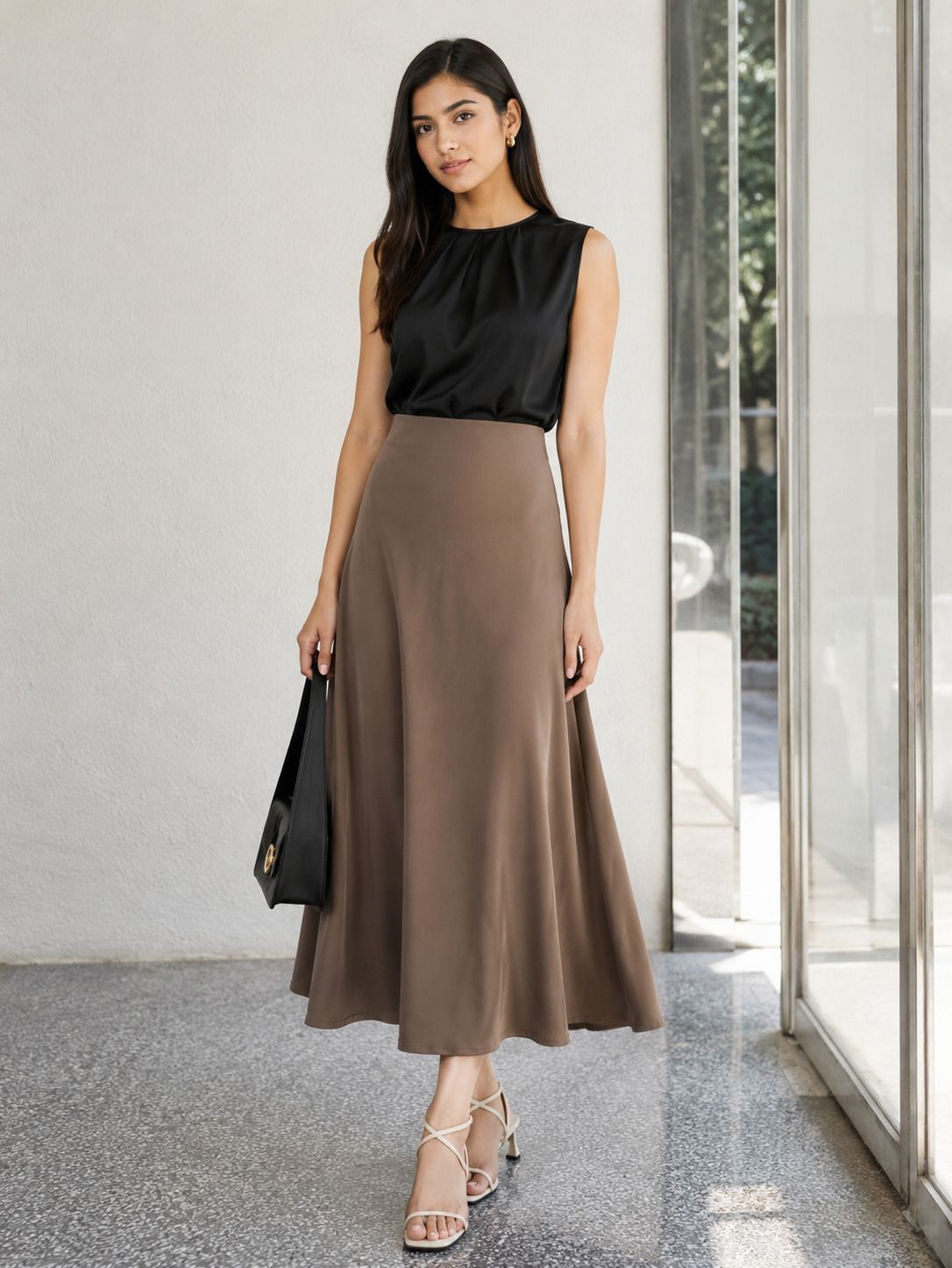 zirova Women Solid Regular Brown Skirt-picture-11