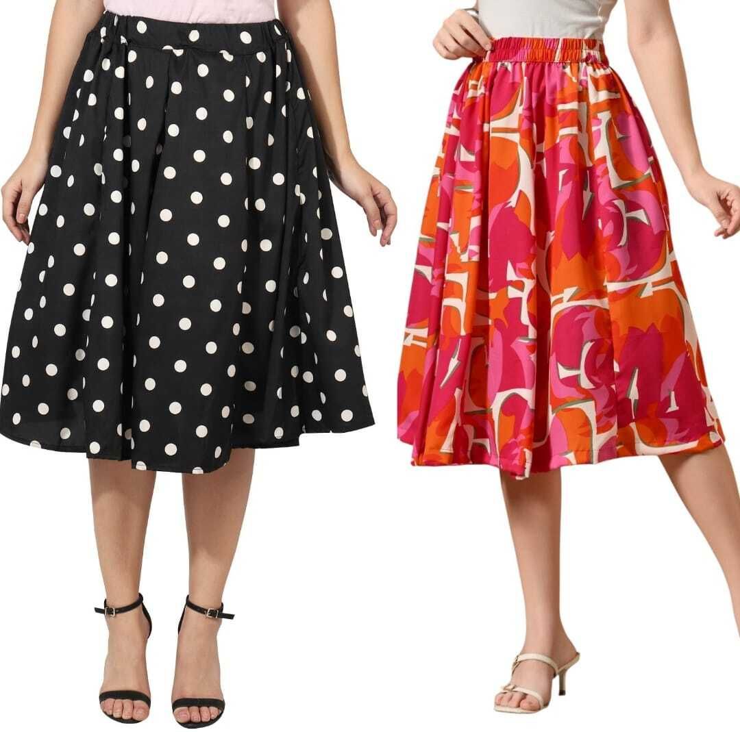 Women Printed Regular Multicolor Skirt-image-43