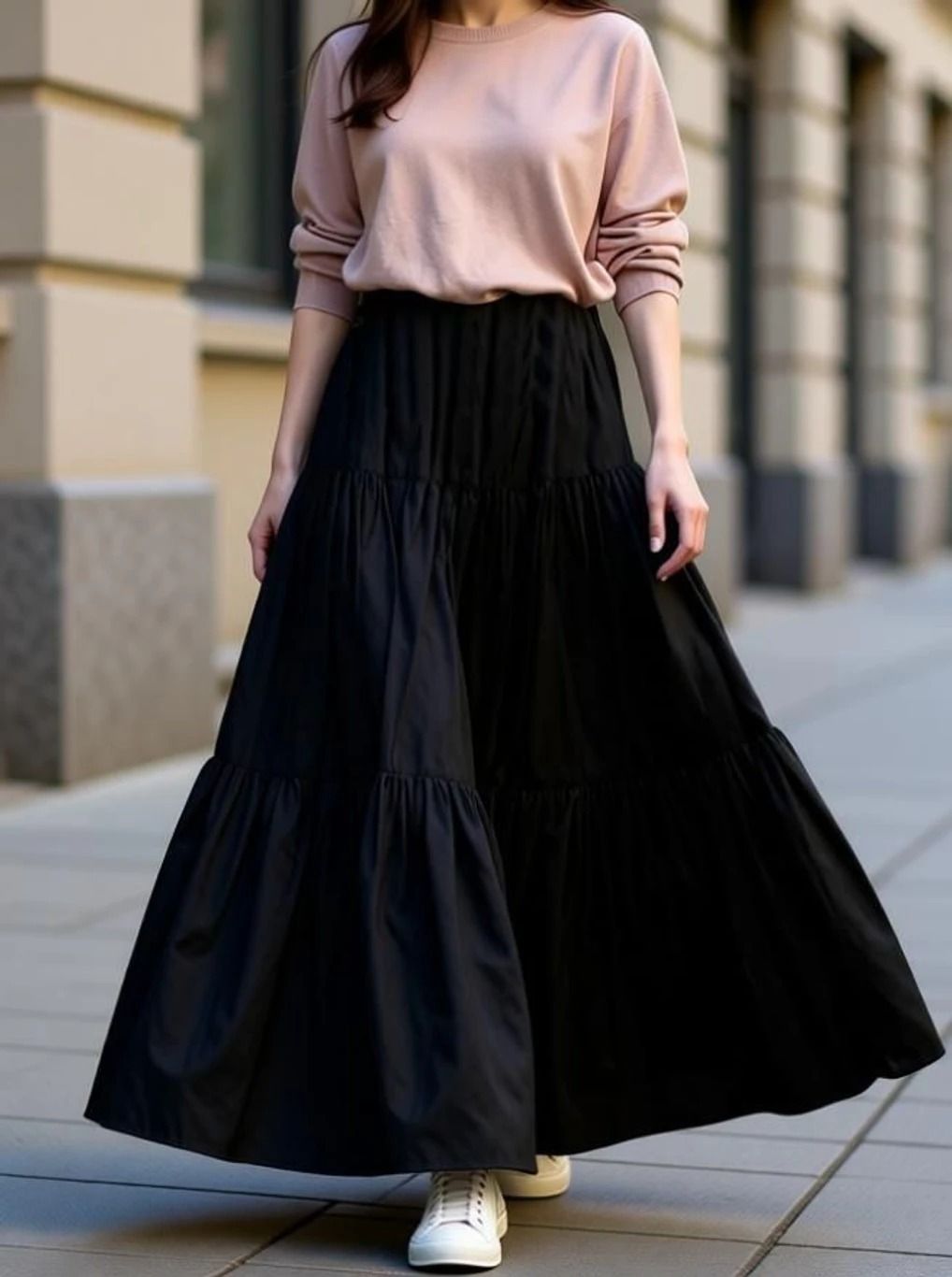 rudranevi Women Solid Flared Black Skirt-picture-10