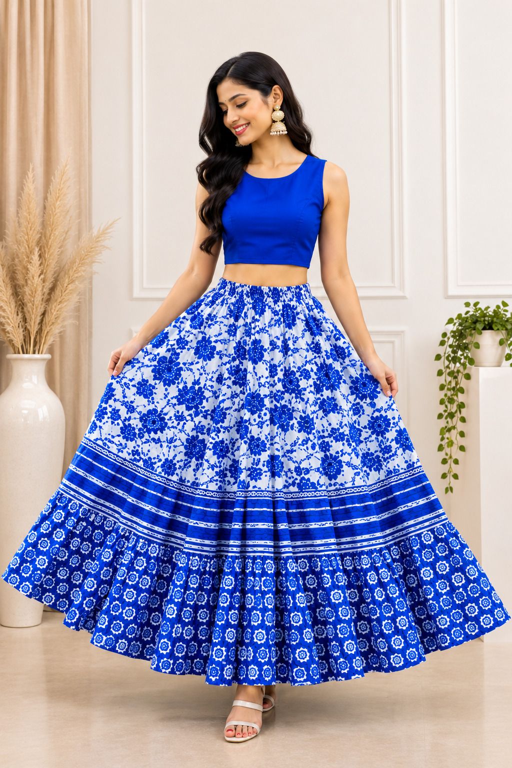 rangsthal Women Printed Flared Blue Skirt-picture-33