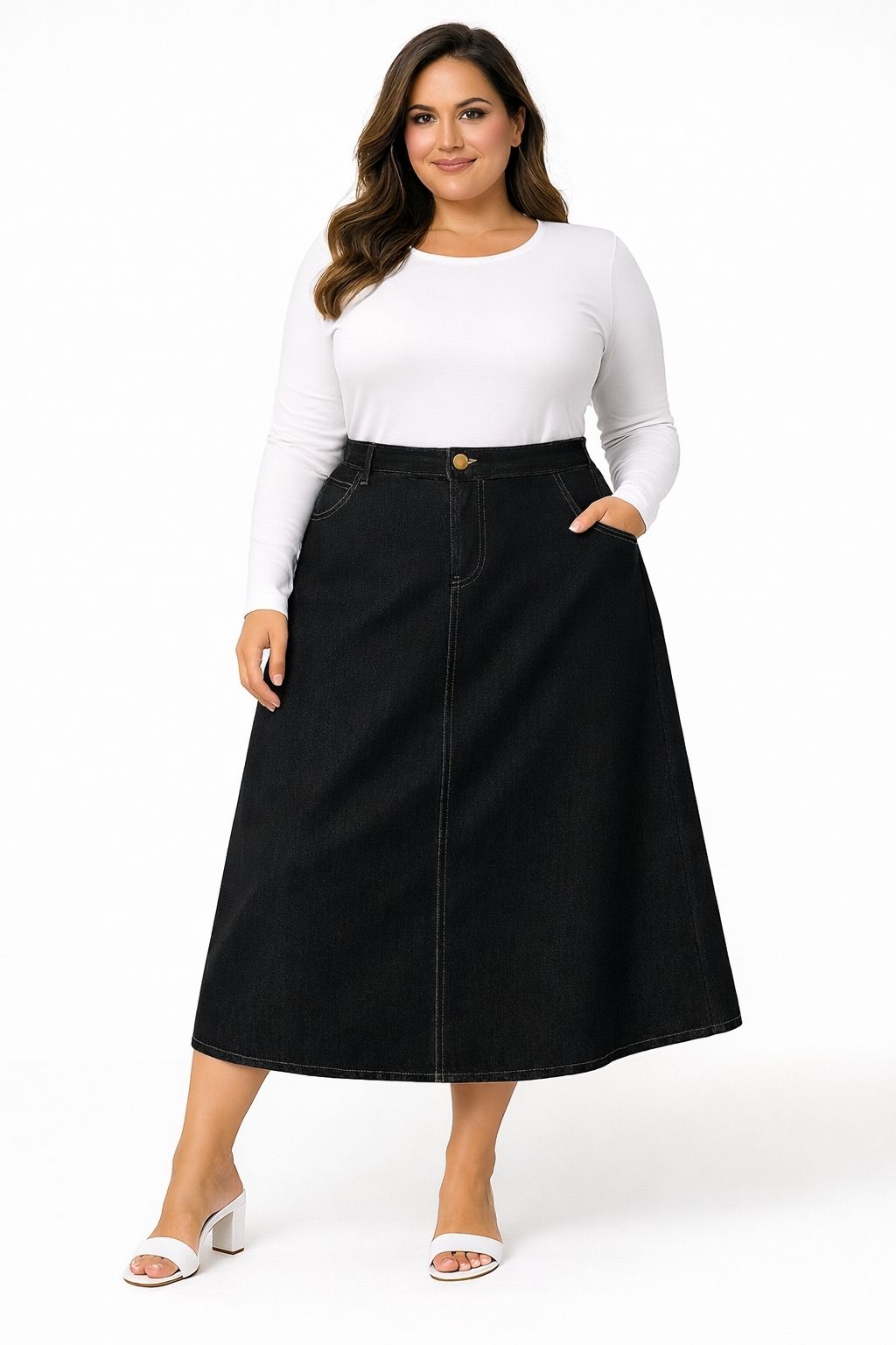 achyutaya fashion Women Solid A-line Black Skirt-picture-12