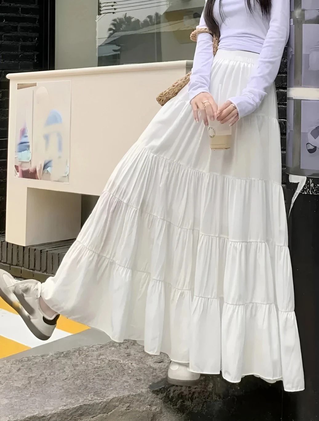 rudranevi Women Self Design Flared White Skirt-picture-14