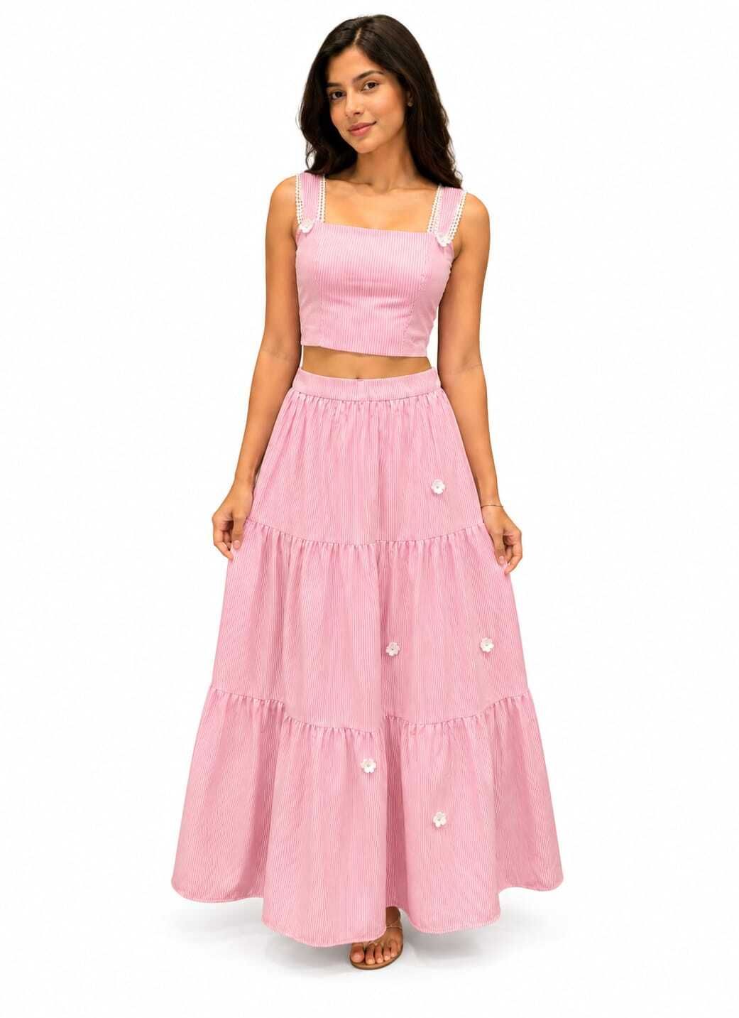 sheewaygzb Women Striped, Washed A-line Pink Skirt-picture-41