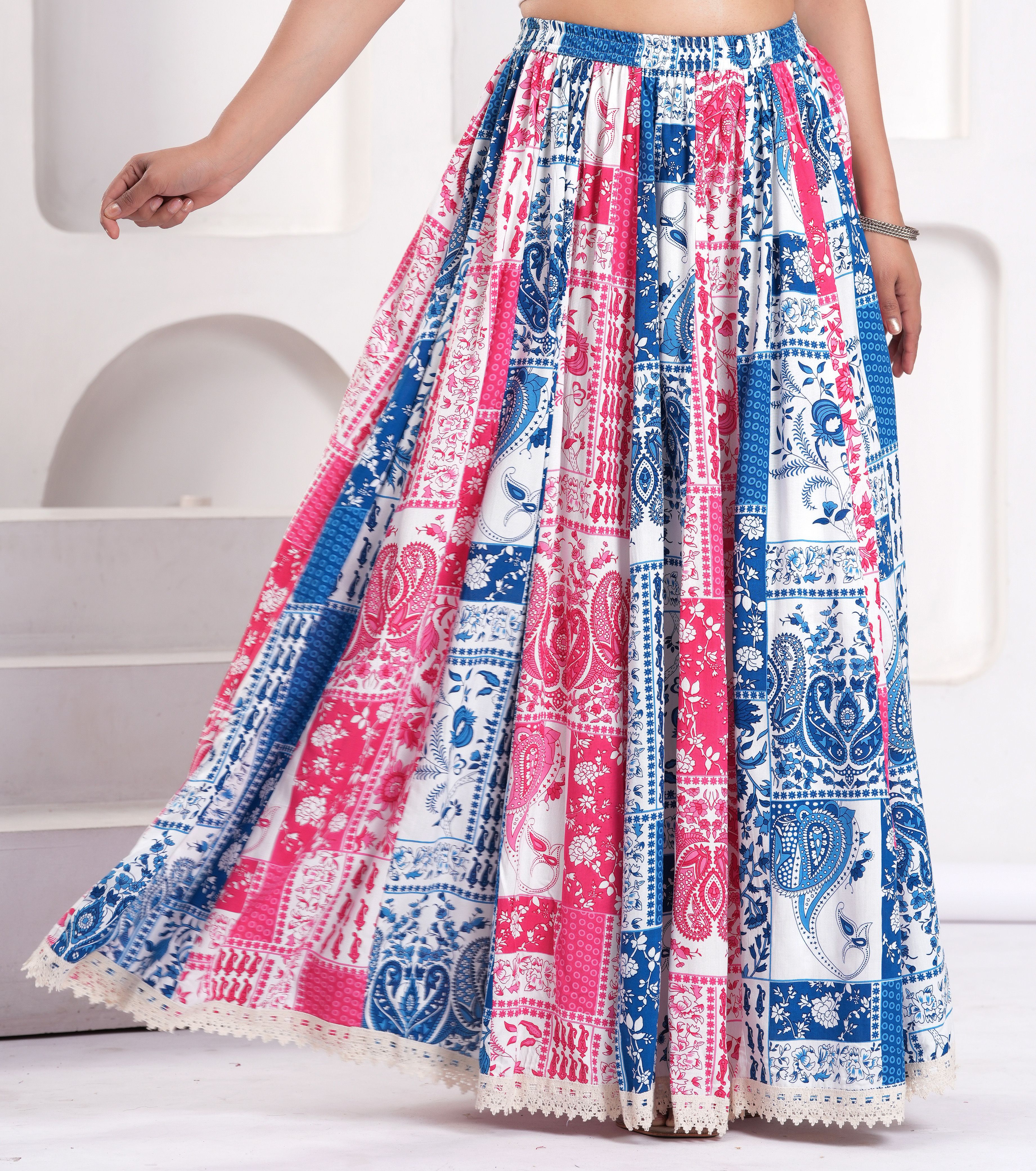 maquien Women Printed Flared Multicolor Skirt-picture-24