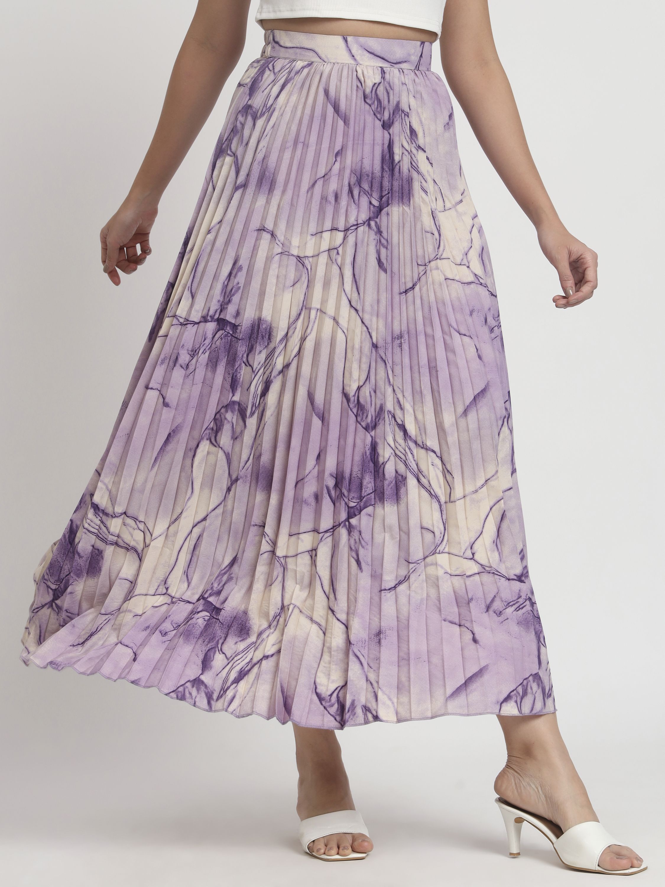 otabu Women Printed Pleated Purple Skirt-picture-15