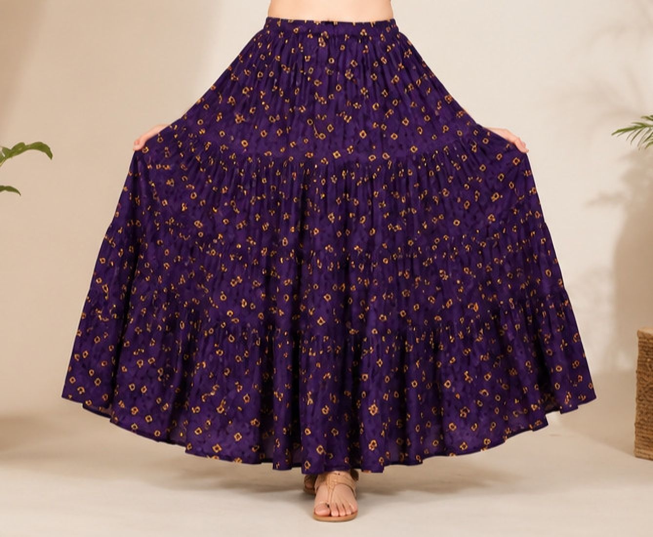 jyoti sarees Women Floral Print Regular Multicolor Skirt-picture-13