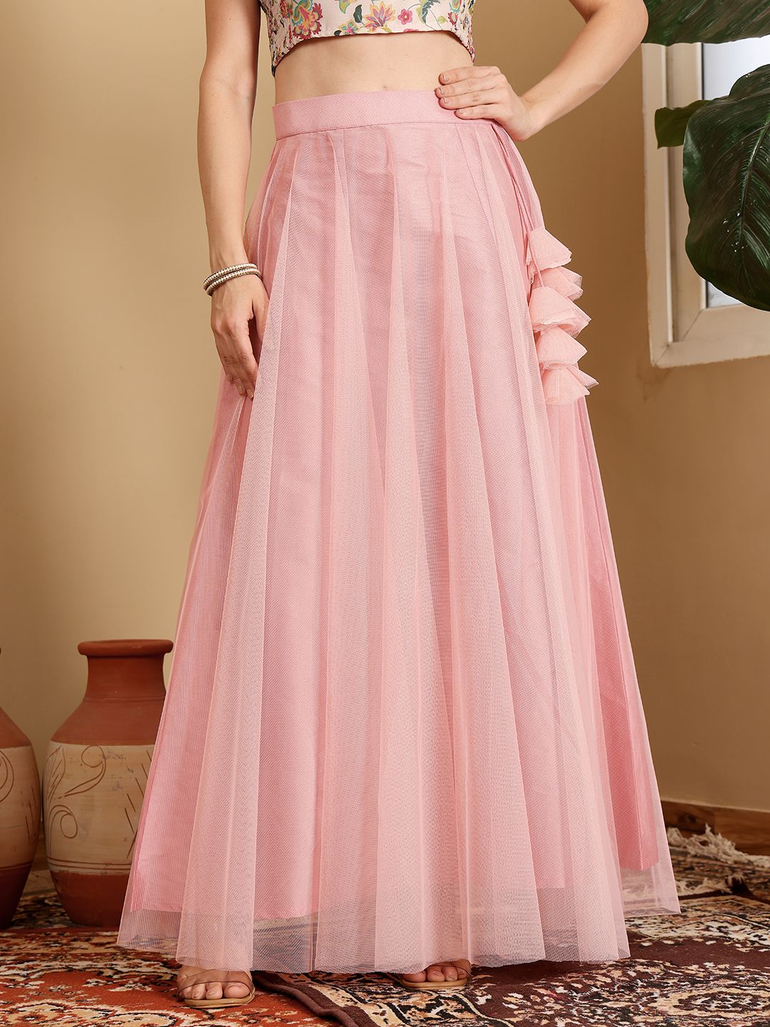 frolic rolic Women Solid Flared Pink Skirt-picture-20