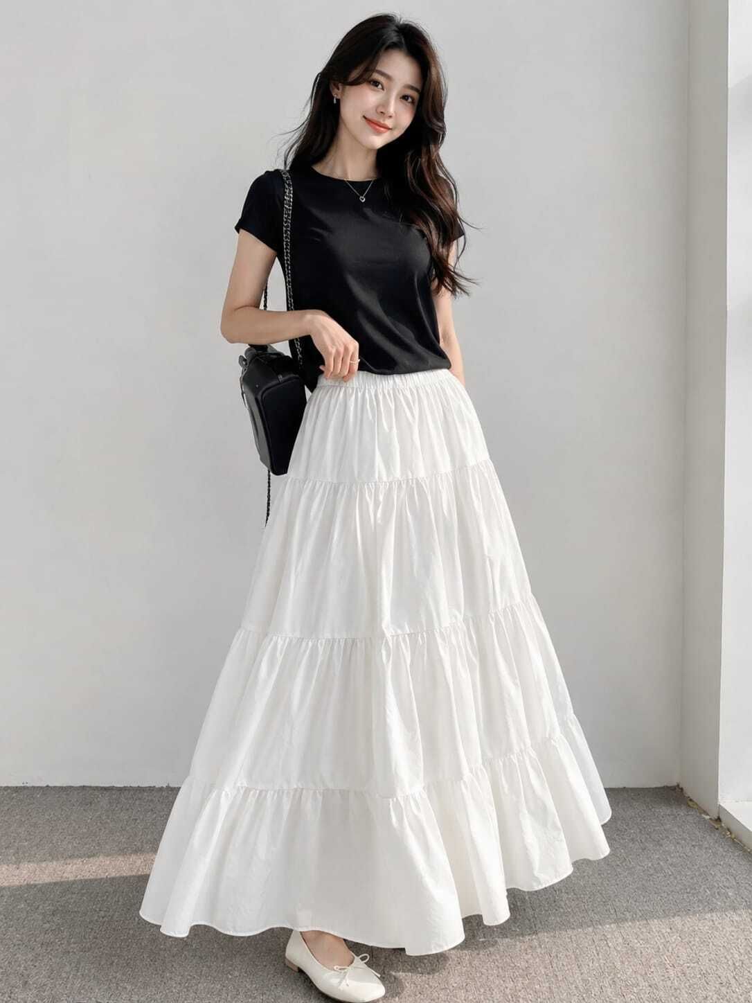 rktextile Women Solid A-line White Skirt-picture-28