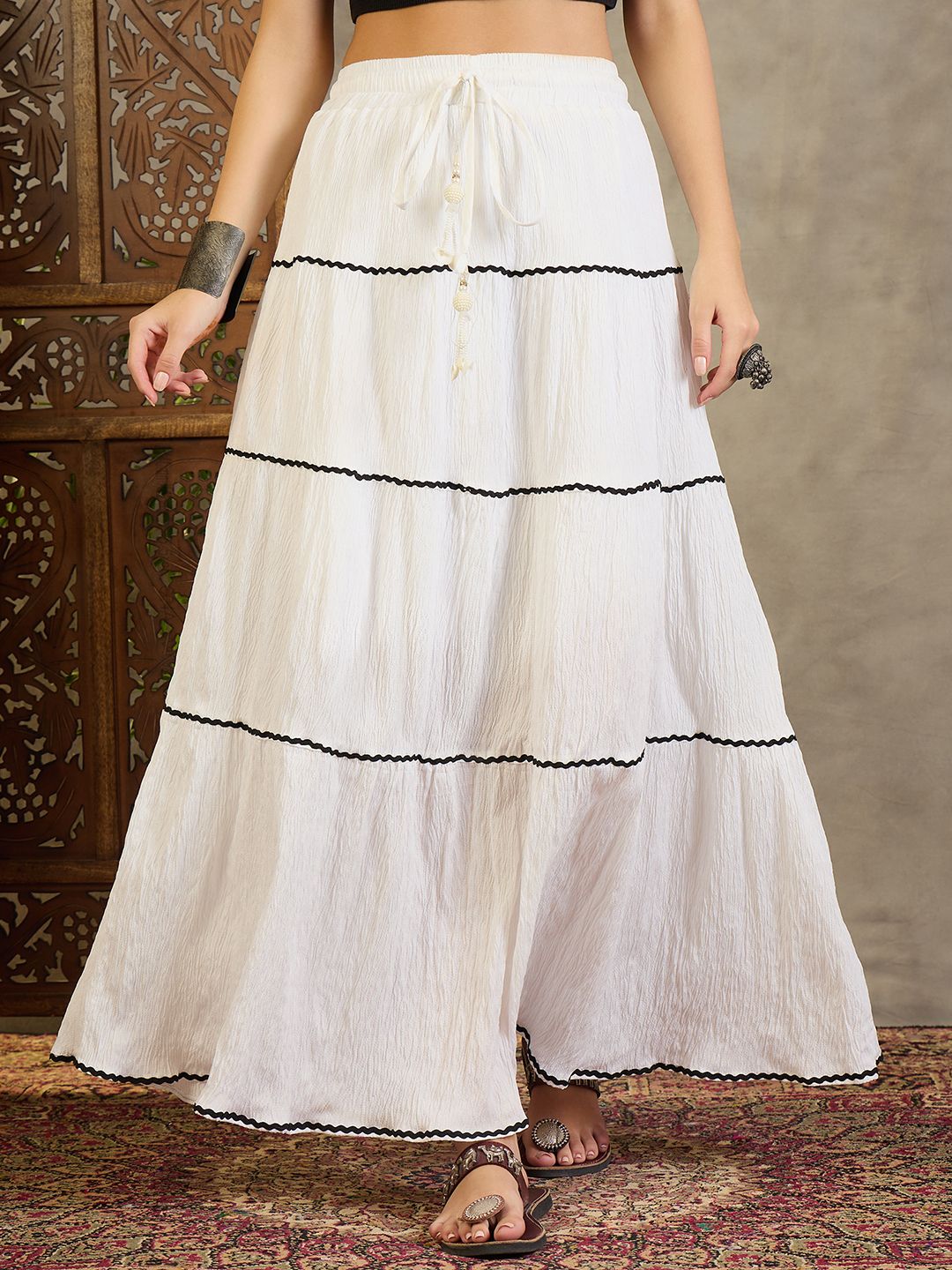 vansiri Women Woven Flared White Skirt-picture-22