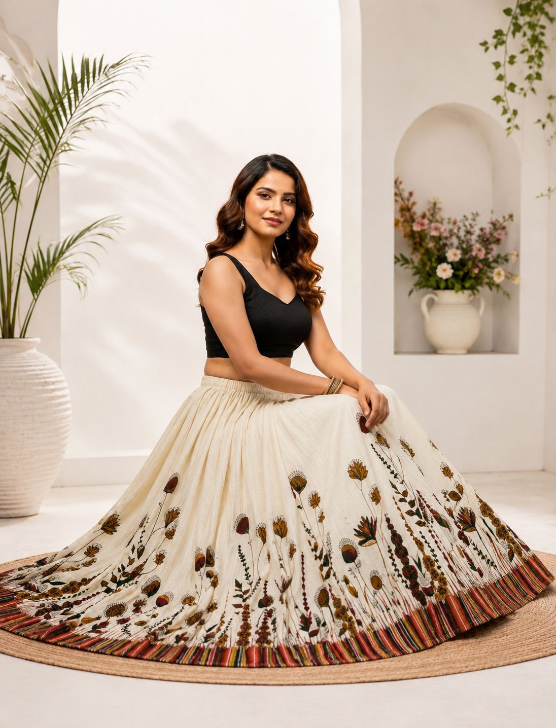 panchiraj Women Printed Flared Beige Skirt-picture-11