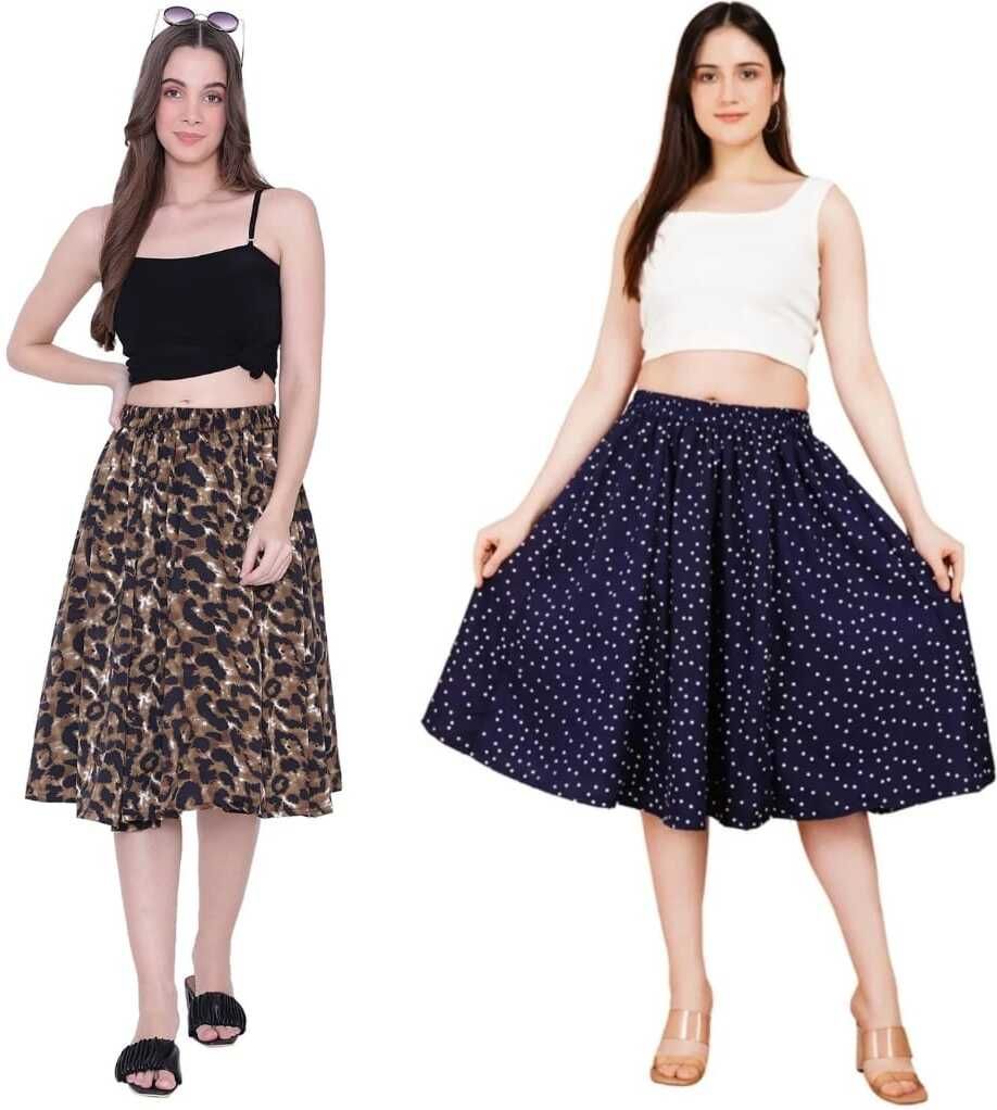 pabhnoors Women Printed A-line Multicolor Skirt-picture-19