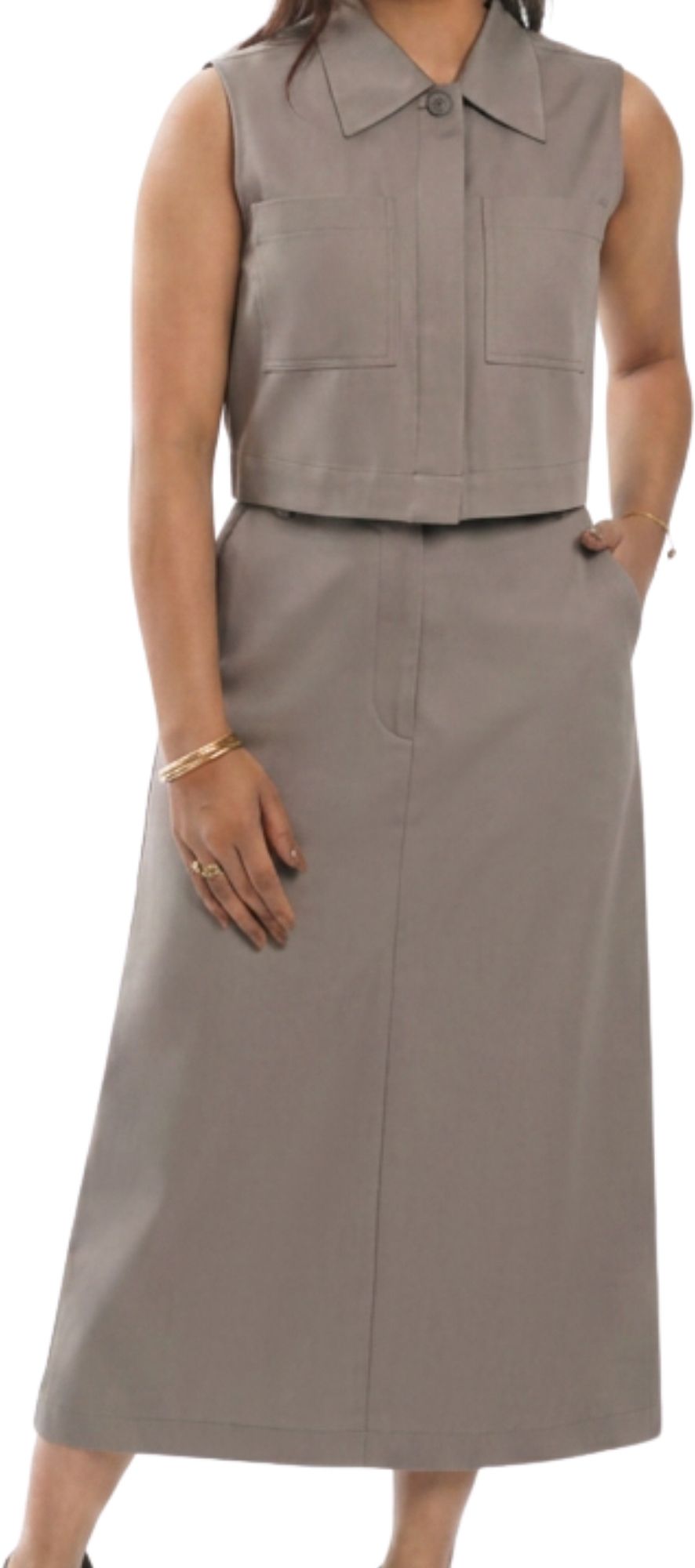 house of professionals Women Solid A-line Grey Skirt-picture-29